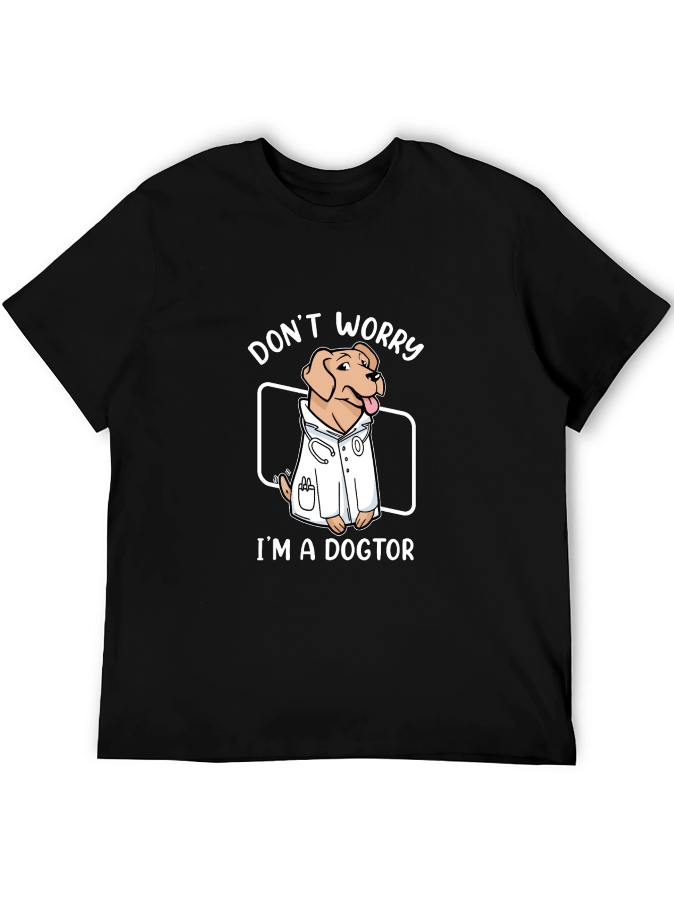 Black Funny Dogtor T-Shirt - Don't Worry, I'm a Dogtor! view 5