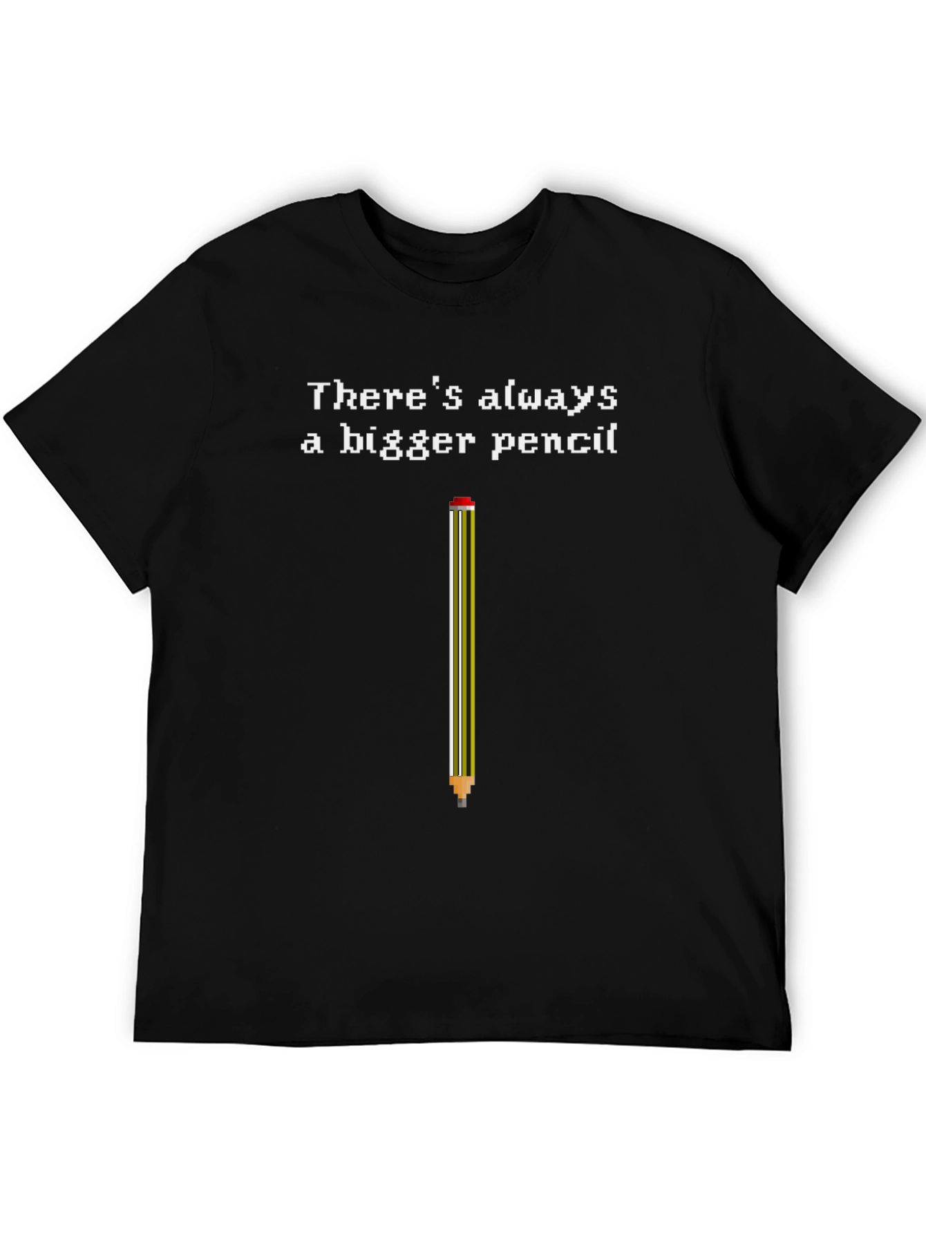 Black Bigger Pencil Graphic Tee - Classic Black Cotton T-Shirt view 5