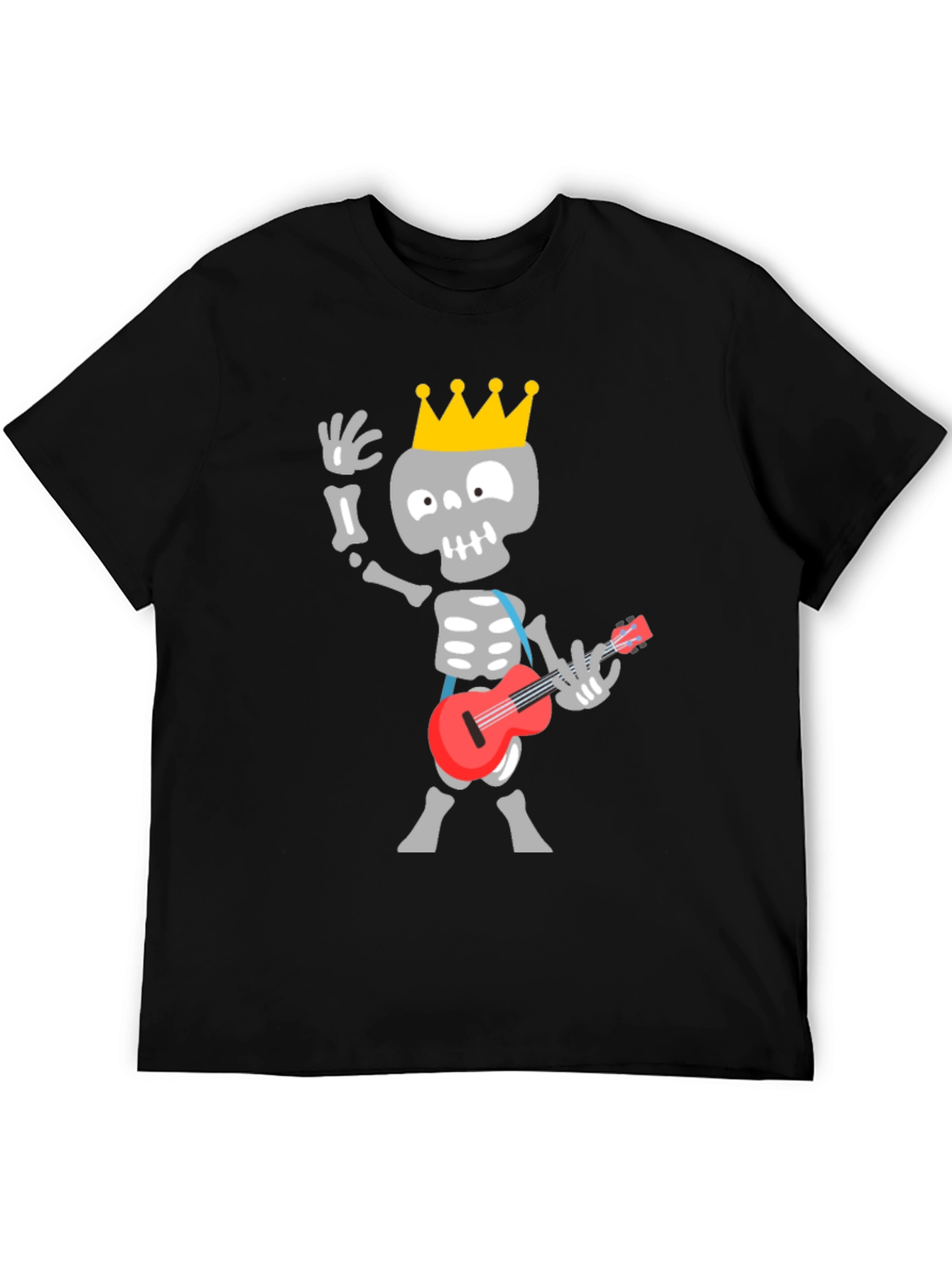 Black Skeleton King Guitar Player Black T-Shirt view 5