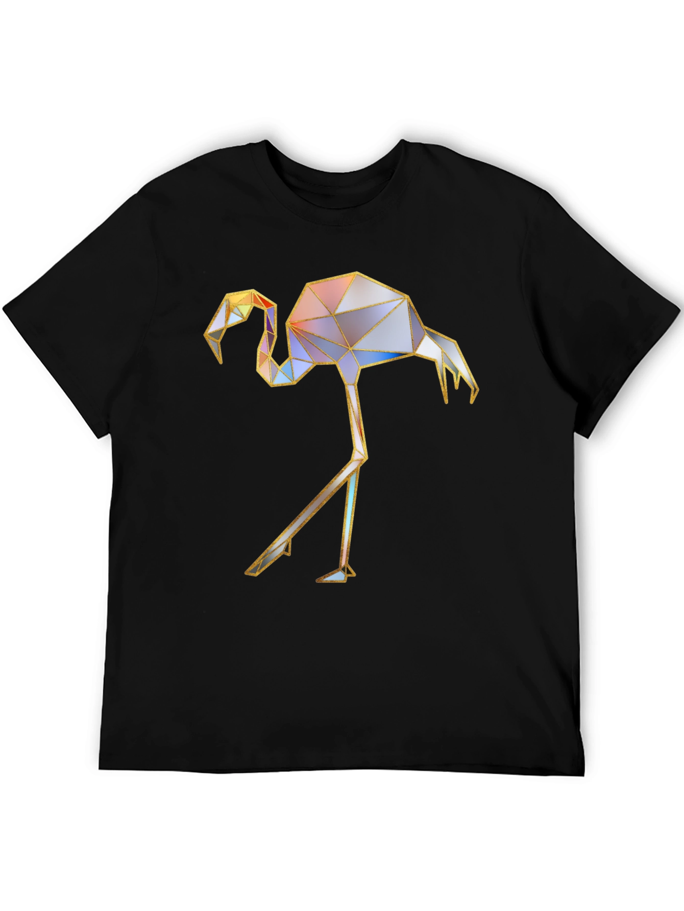 Black Geometric Flamingo Graphic T-Shirt view 5