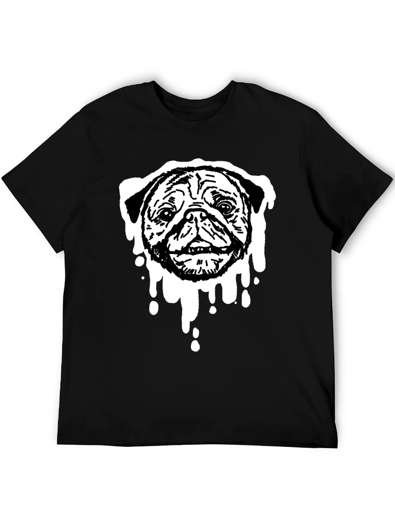 Black Pug Drip Graphic Tee - Black Cotton Blend view 5