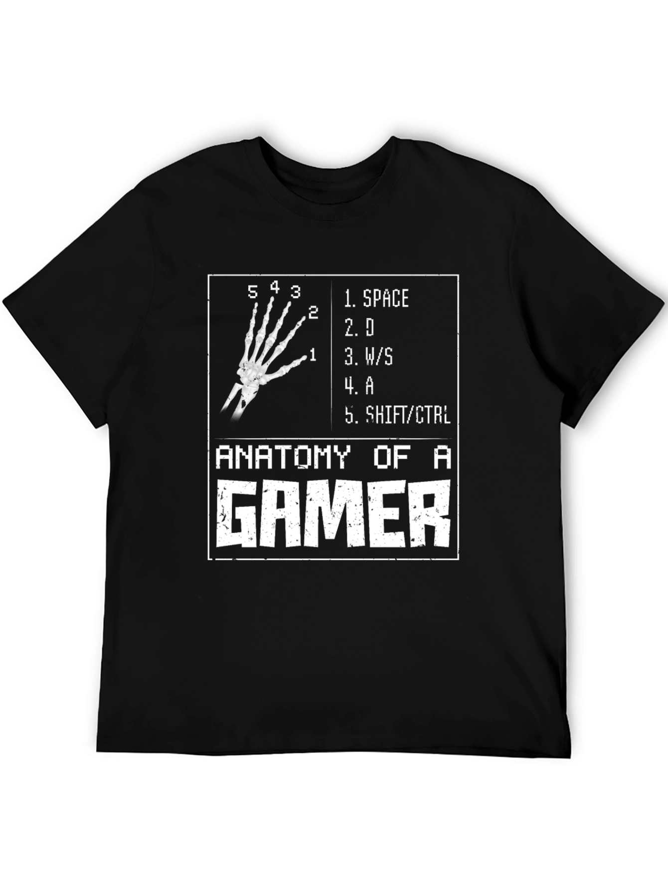 Black Anatomy of a Gamer T-Shirt - Keyboard Hand Design view 5