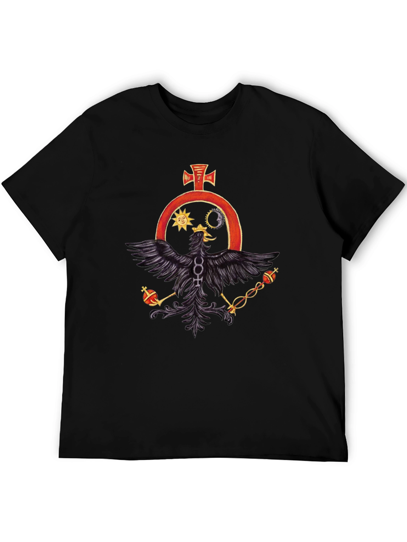 Black Black T-Shirt with Alchemical Symbol Eagle Design view 5