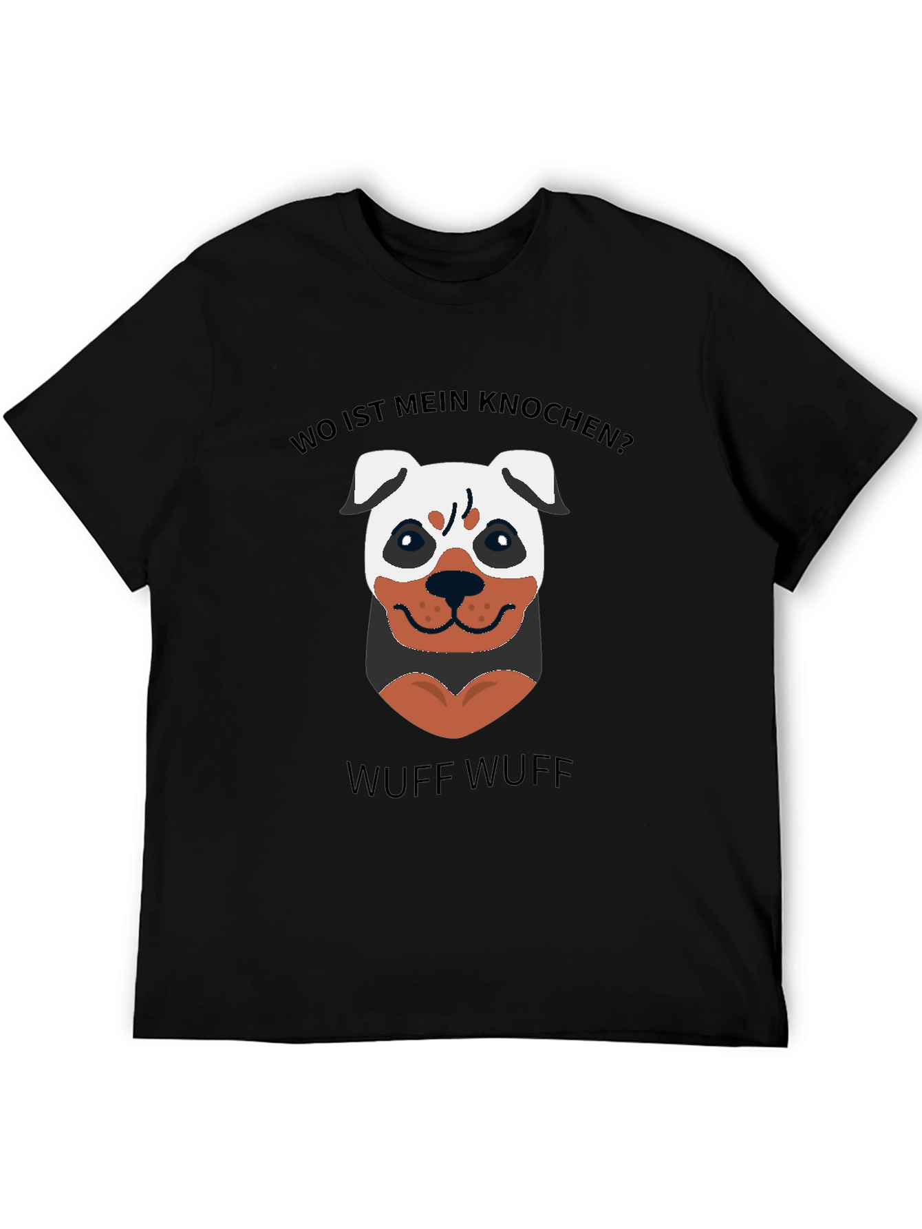 Black Wo Ist Mein Knochen? Funny Dog T-Shirt view 5