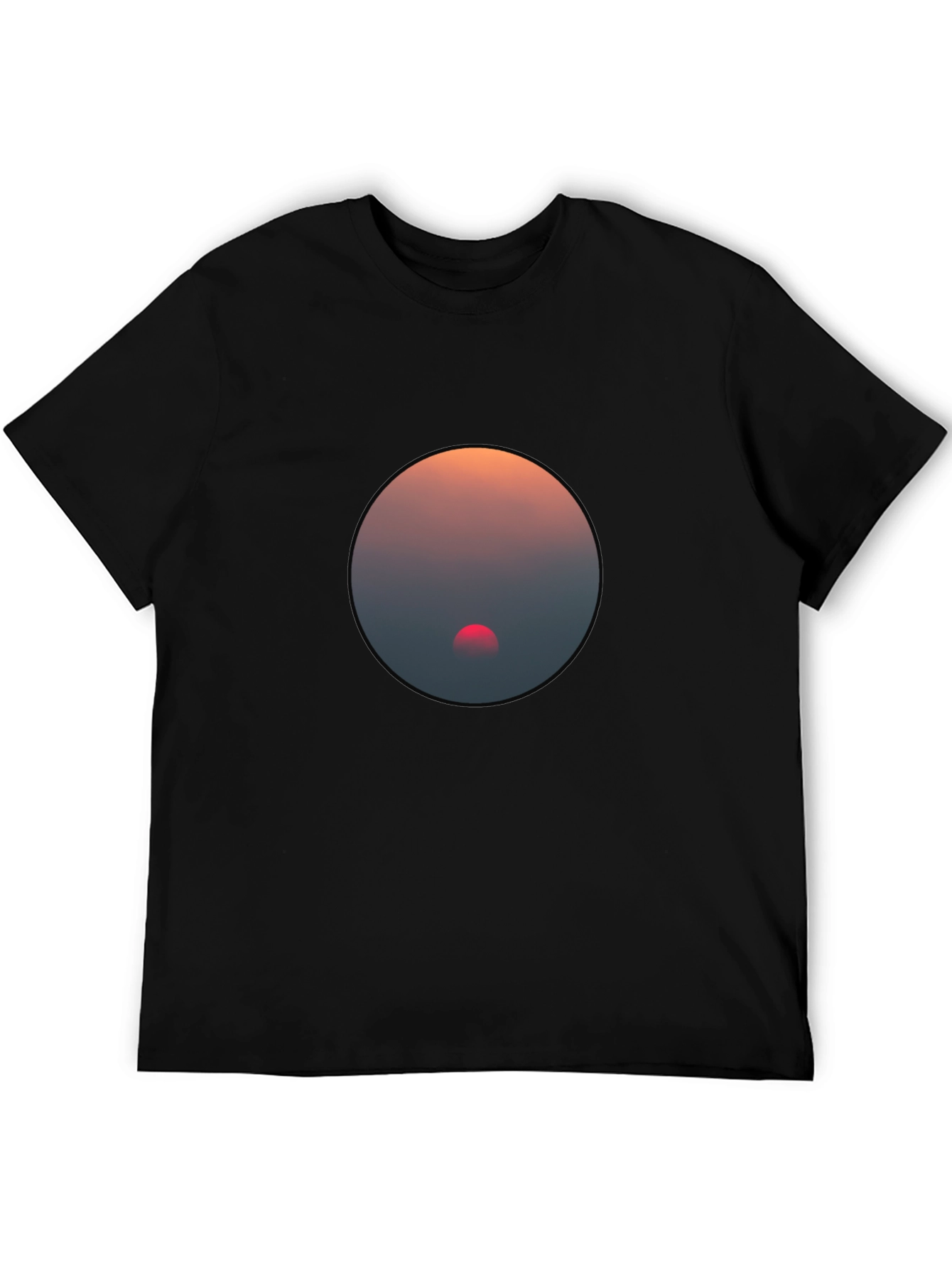 Black Sunset Circle Graphic Black T-Shirt view 5