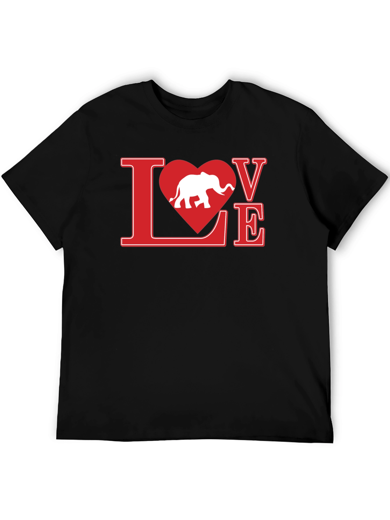 Black Love Elephant Graphic Tee - Black Cotton T-Shirt view 5
