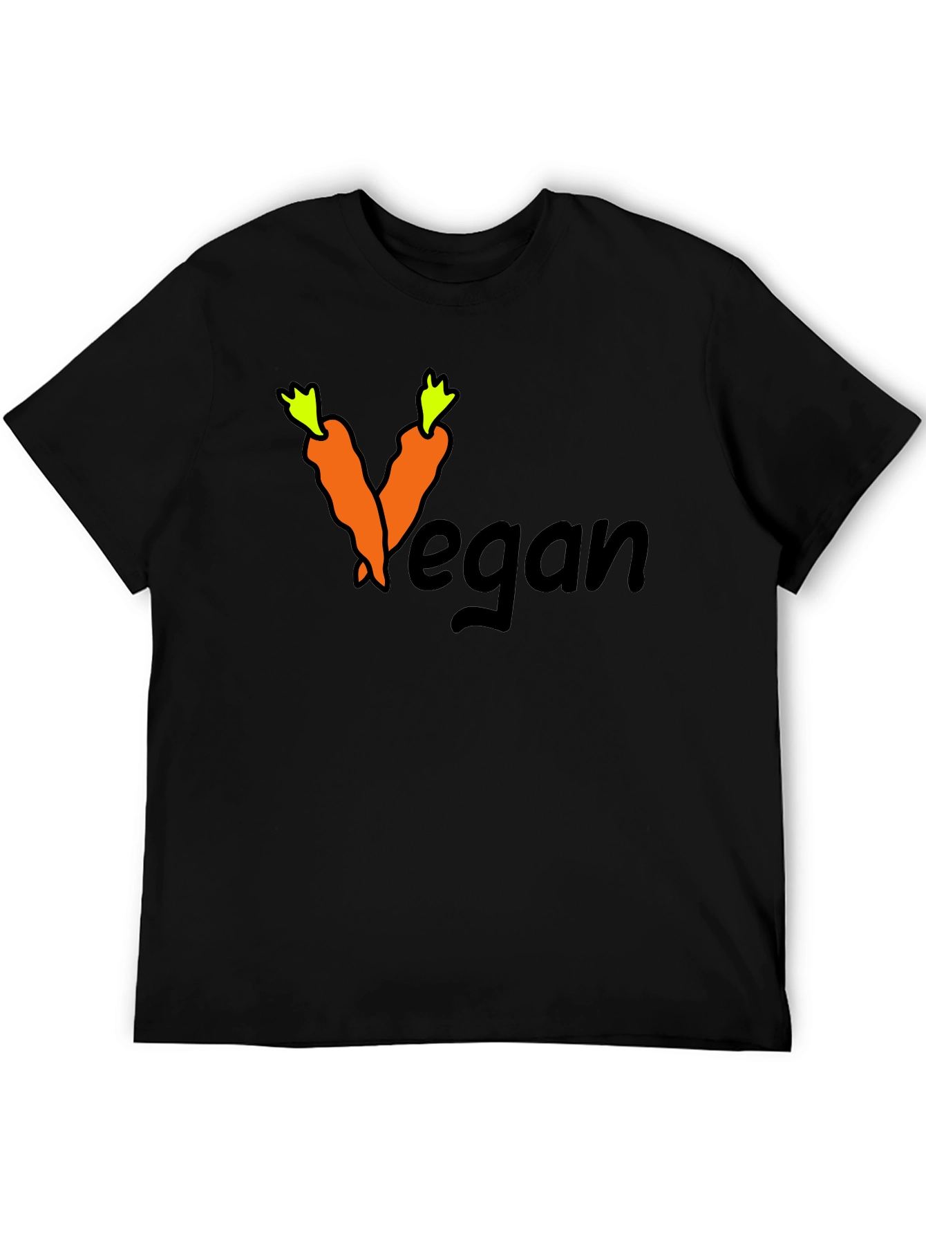 Black Vegan Carrot Graphic Black T-Shirt view 5