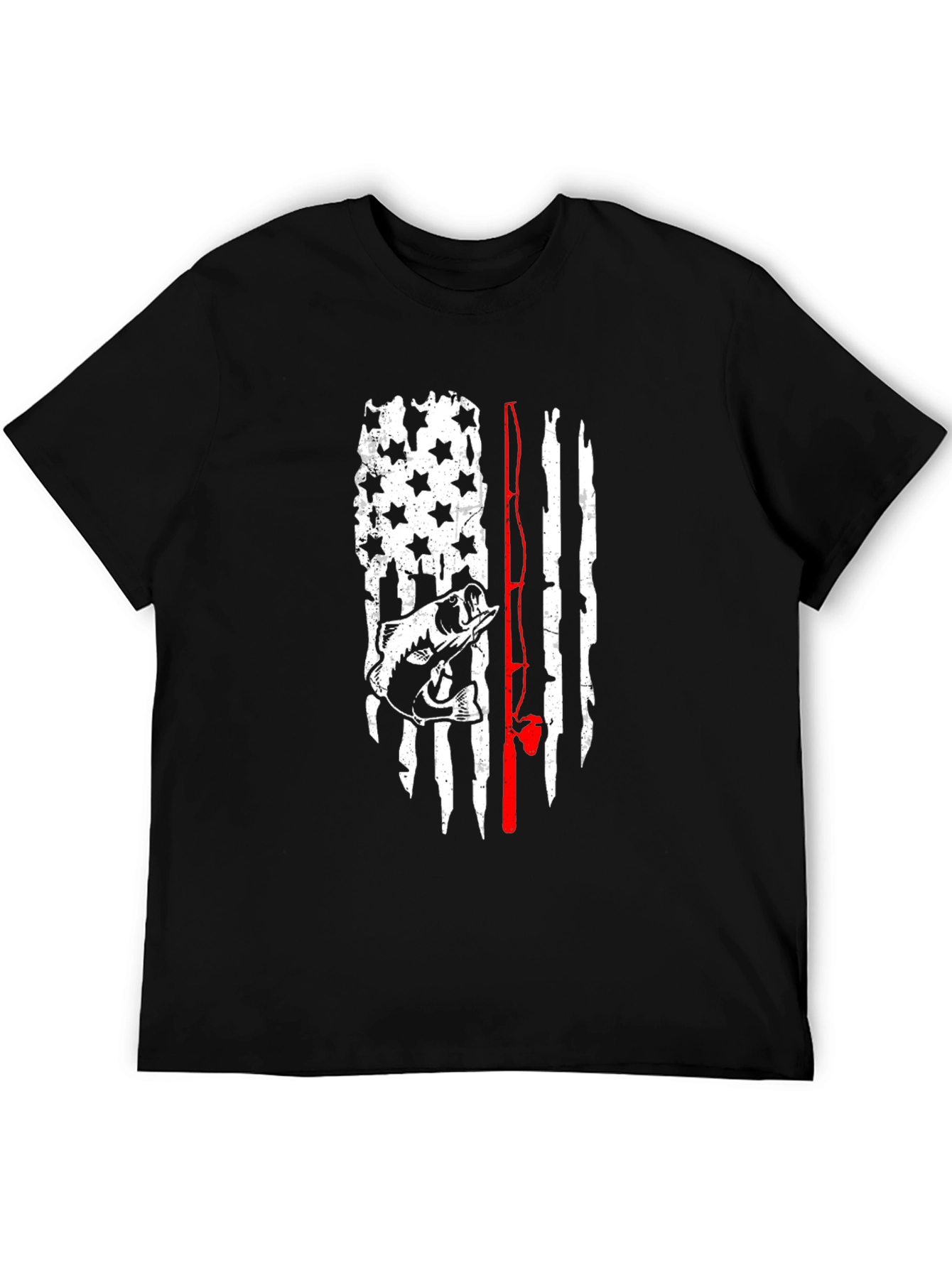 Black Fishing Flag Graphic Tee - Men's Black T-Shirt view 5