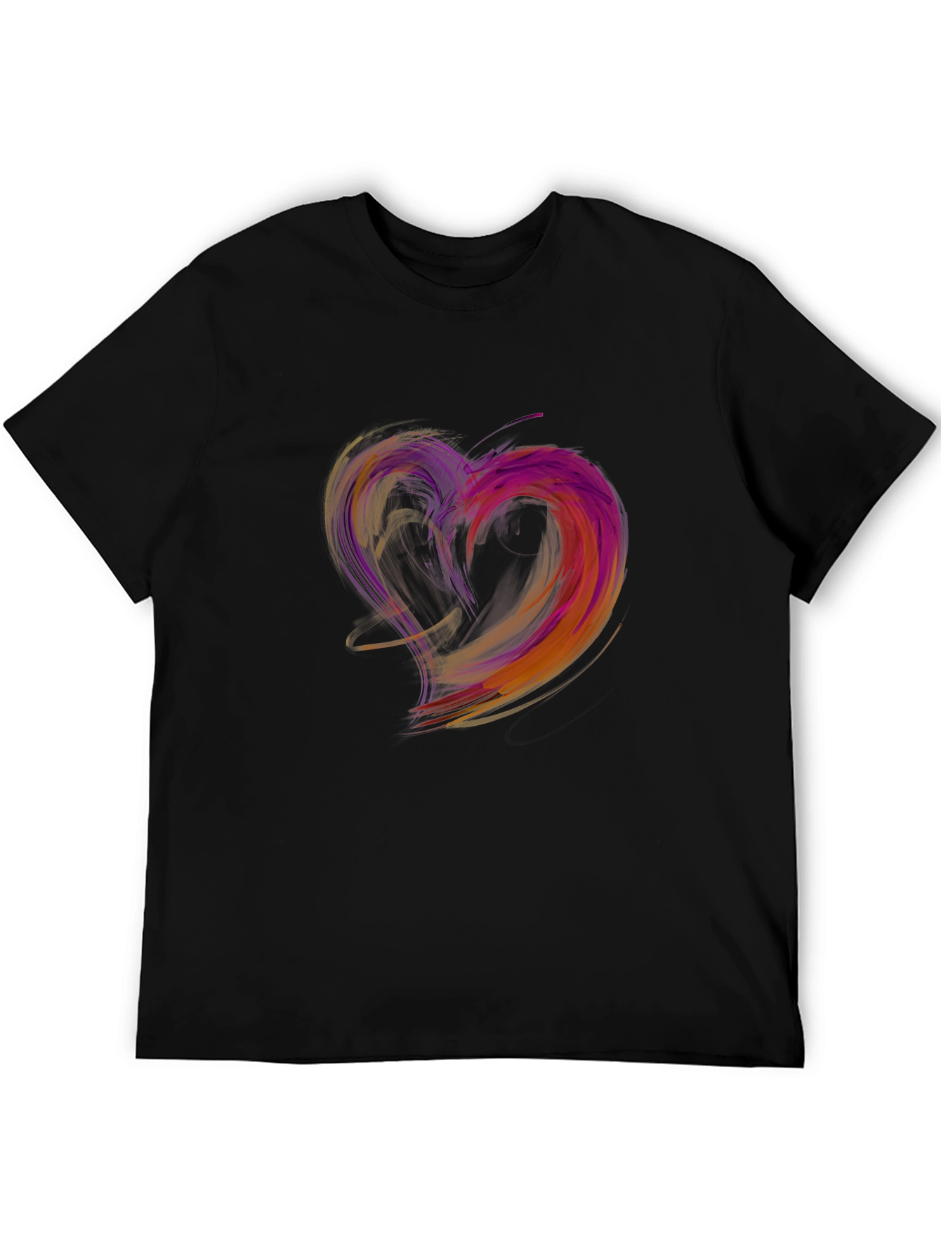 Black Abstract Heart Graphic Black T-Shirt view 5