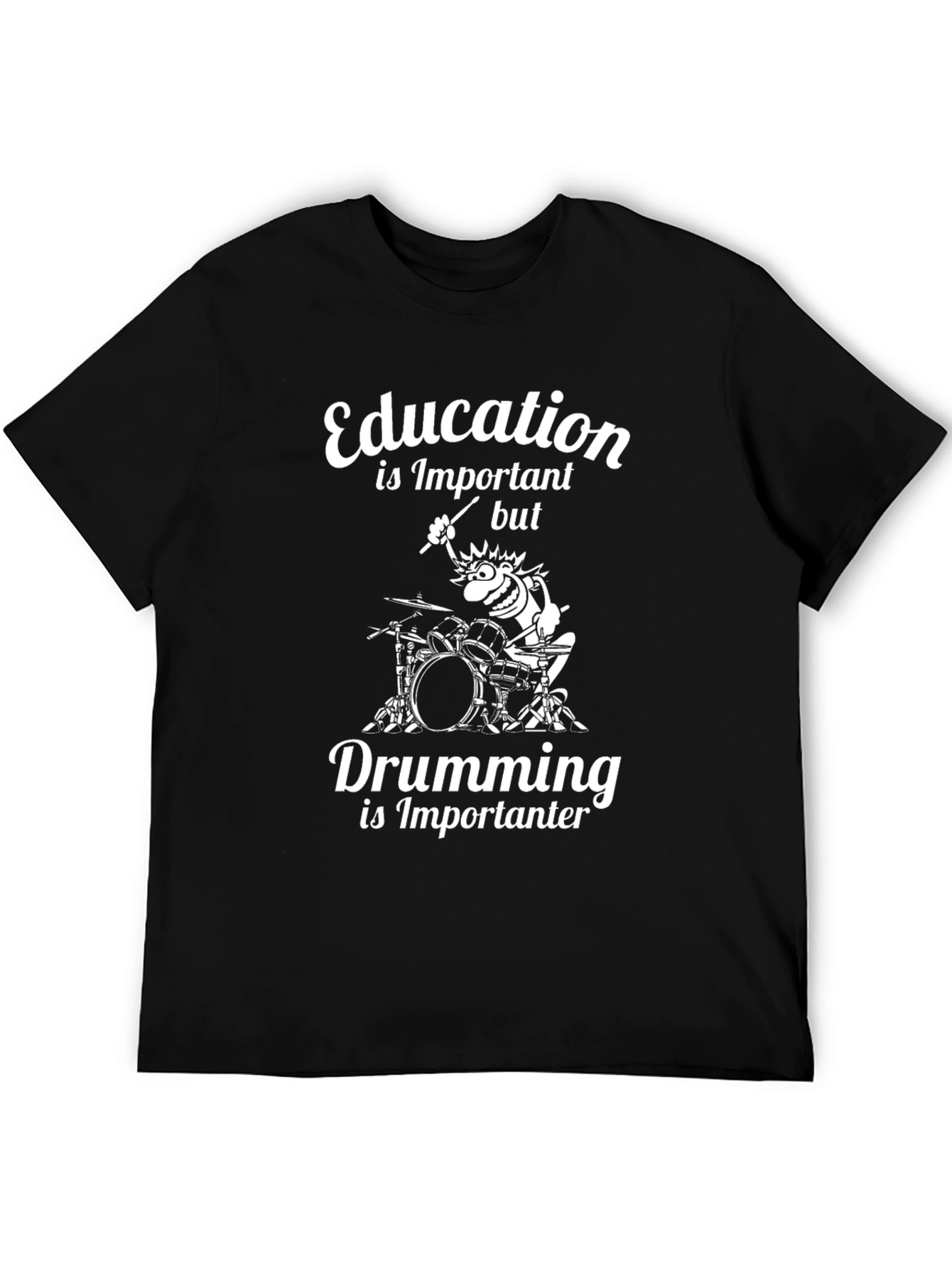Black Education vs Drumming Funny Graphic Tee view 5