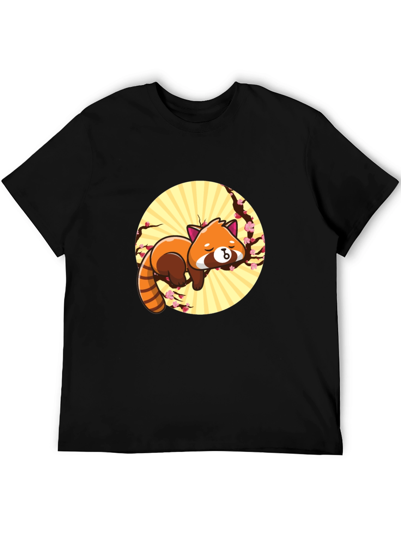 Black Cute Red Panda T-Shirt - Relaxed Graphic Tee view 5