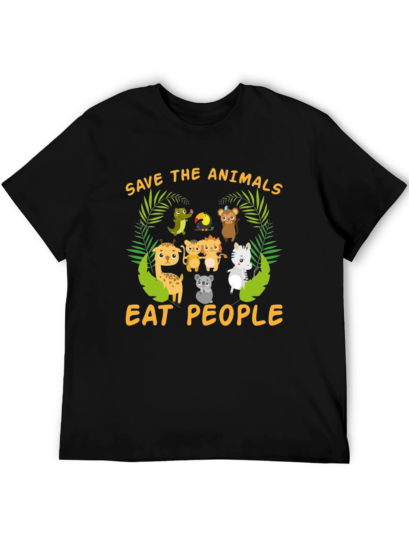 Black Save the Animals, Eat People T-Shirt view 5