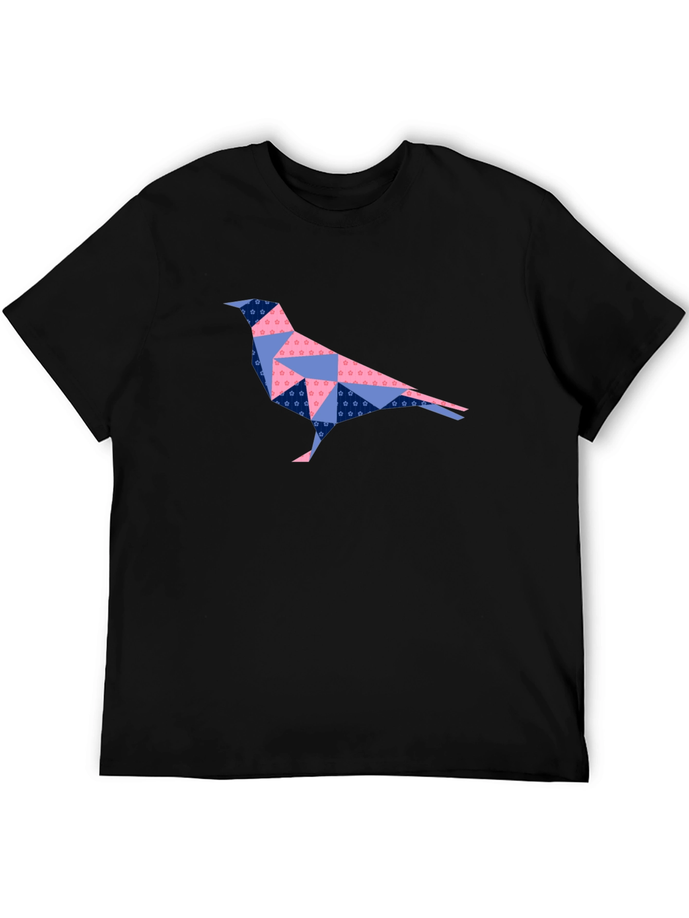 Black Geometric Origami Bird T-Shirt - Unique Design view 5