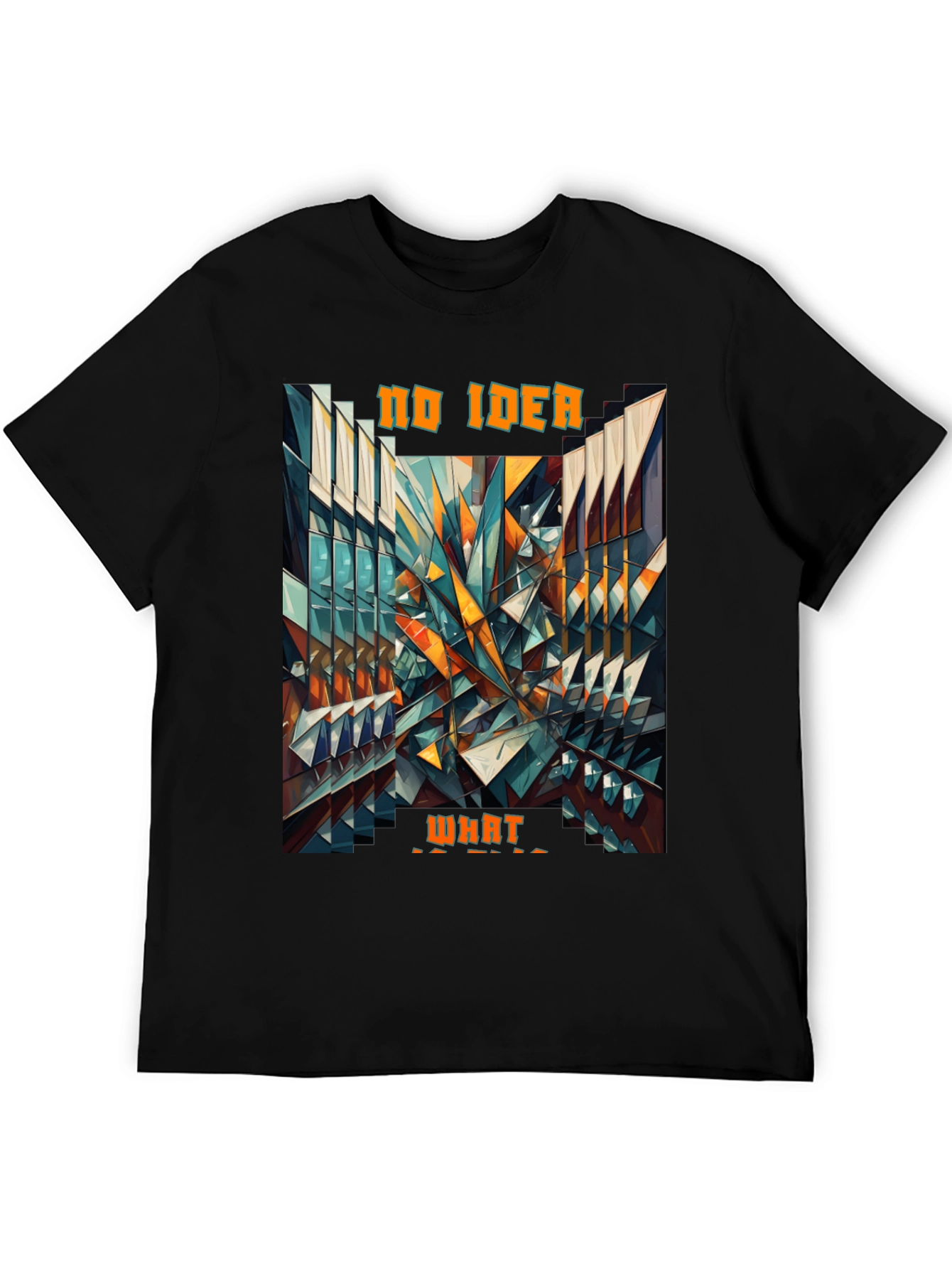 Black Abstract Geometric 'No Idea What' Graphic Tee view 5