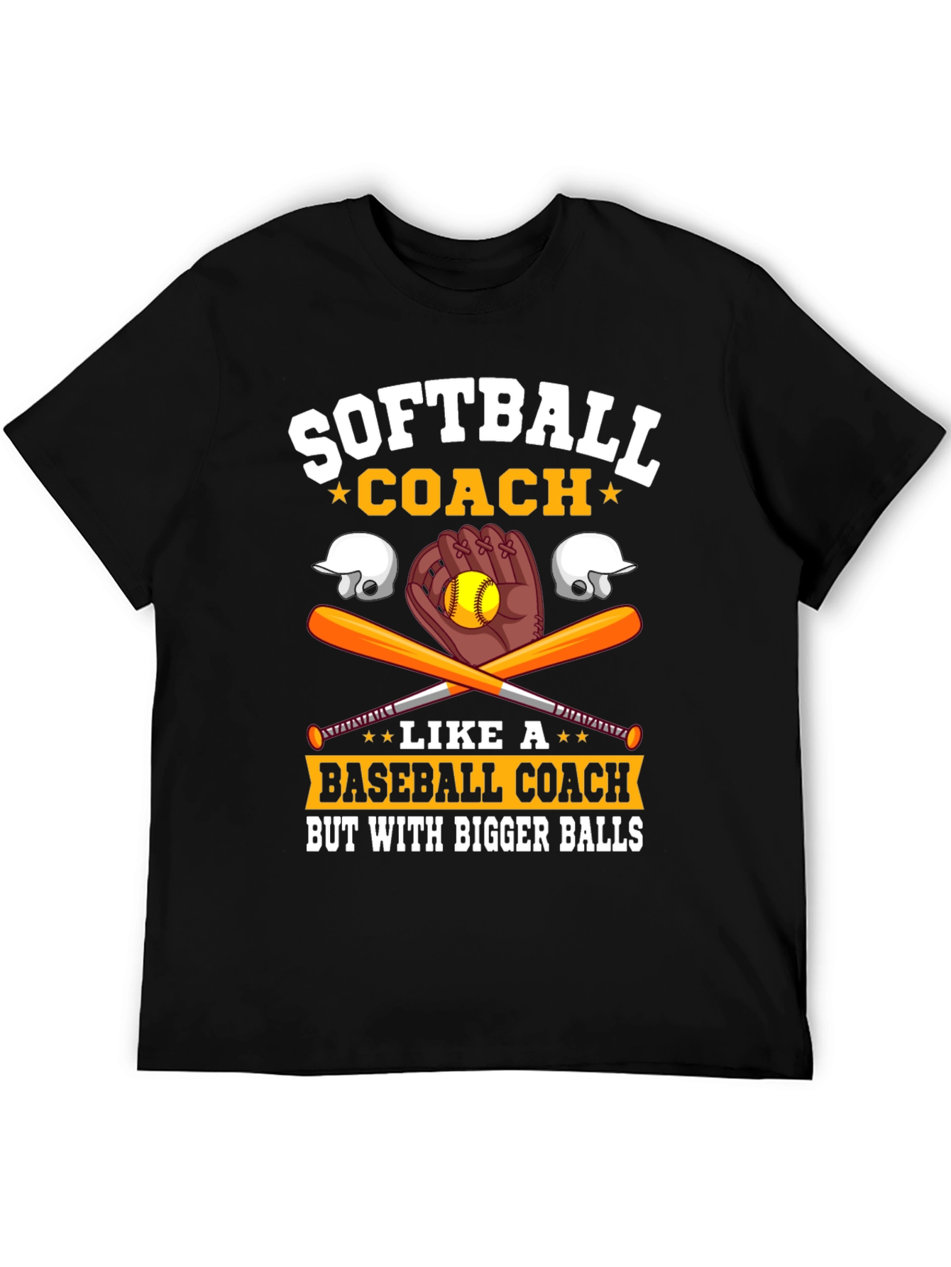 Black Softball Coach Bigger Balls Graphic Tee view 5