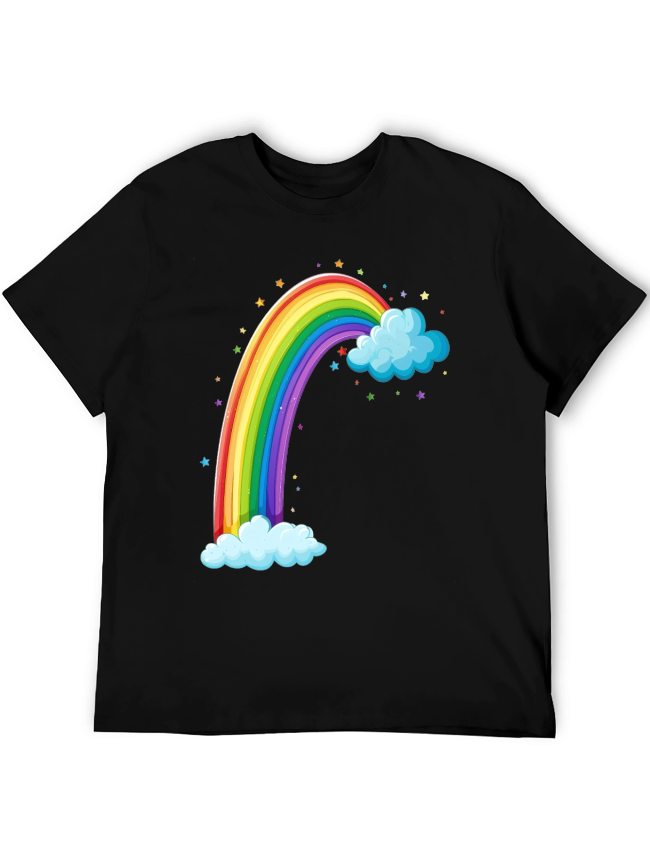 Black Rainbow & Cloud Graphic T-Shirt view 5