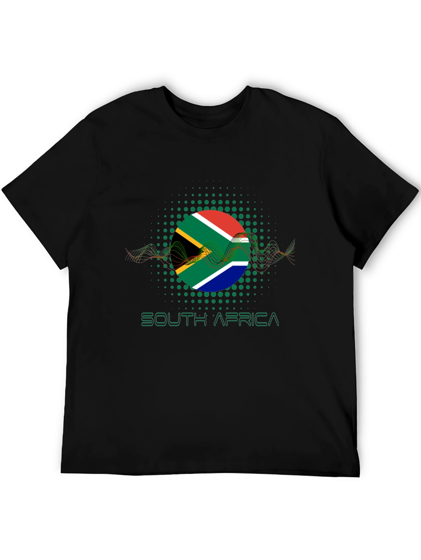 Black South Africa Flag Graphic Black T-Shirt view 5