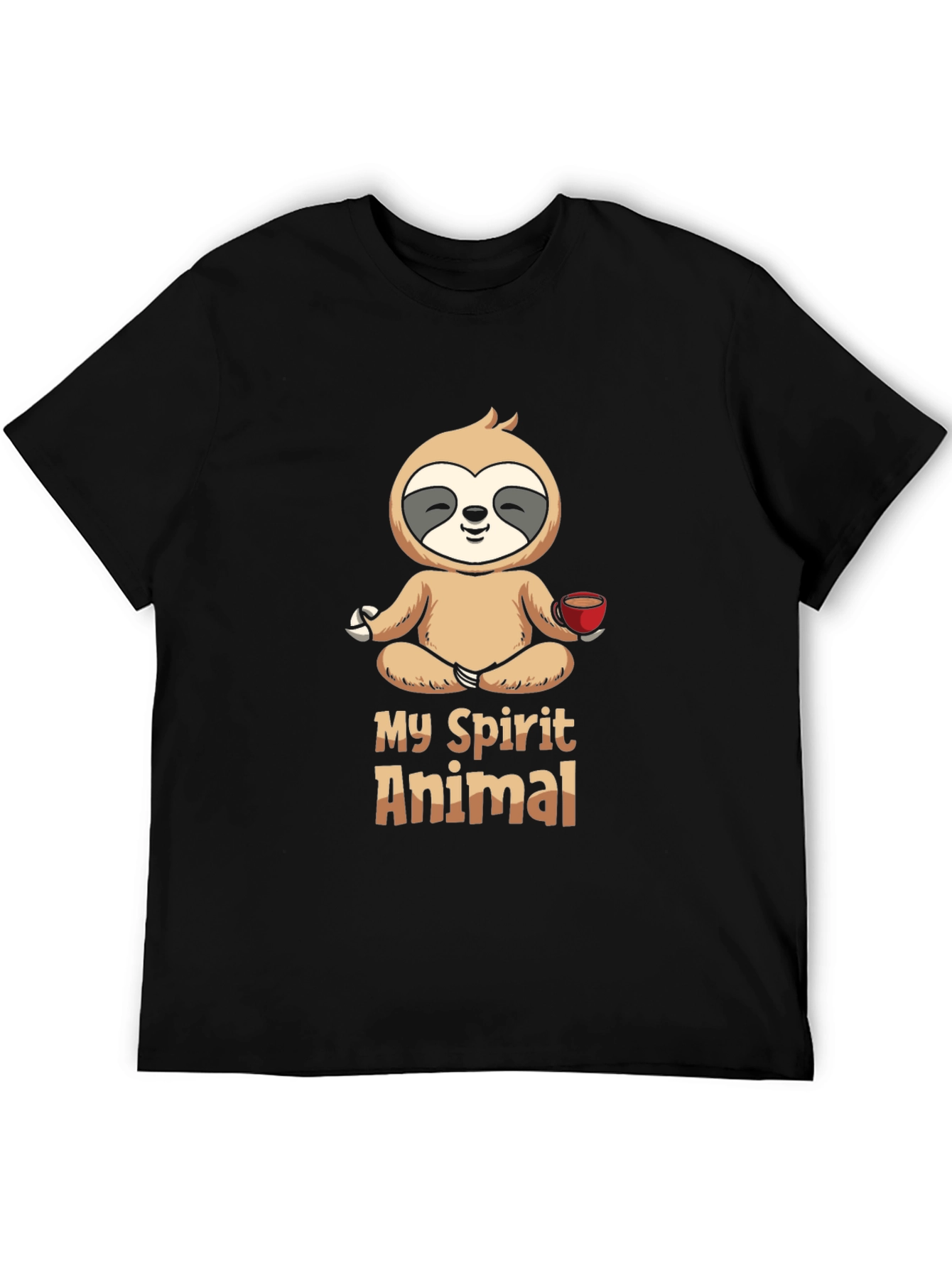 Black My Spirit Animal Sloth Meditation Black T-Shirt view 5