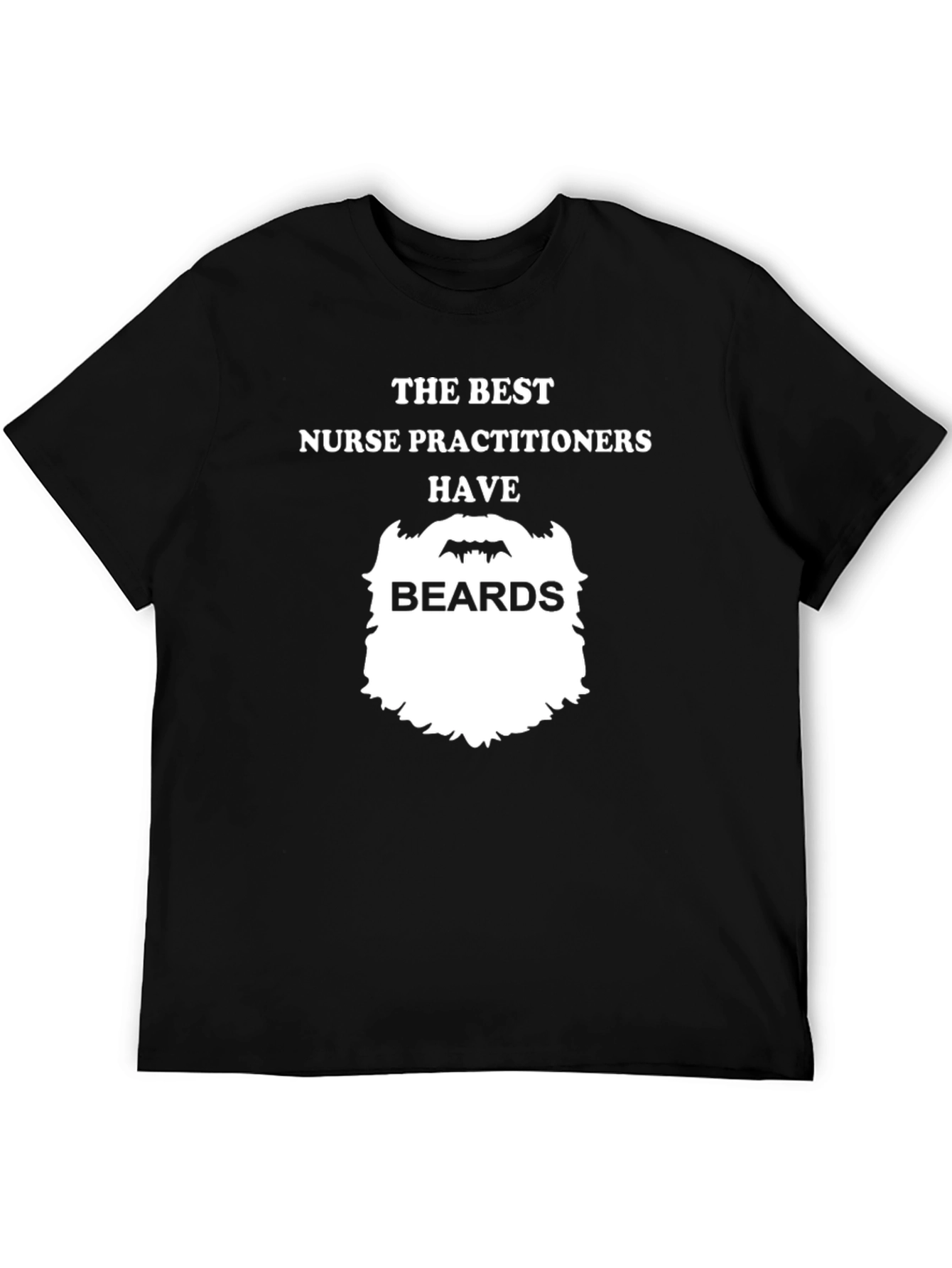 Black Bearded Nurse Practitioner T-Shirt - Black Cotton Tee view 5
