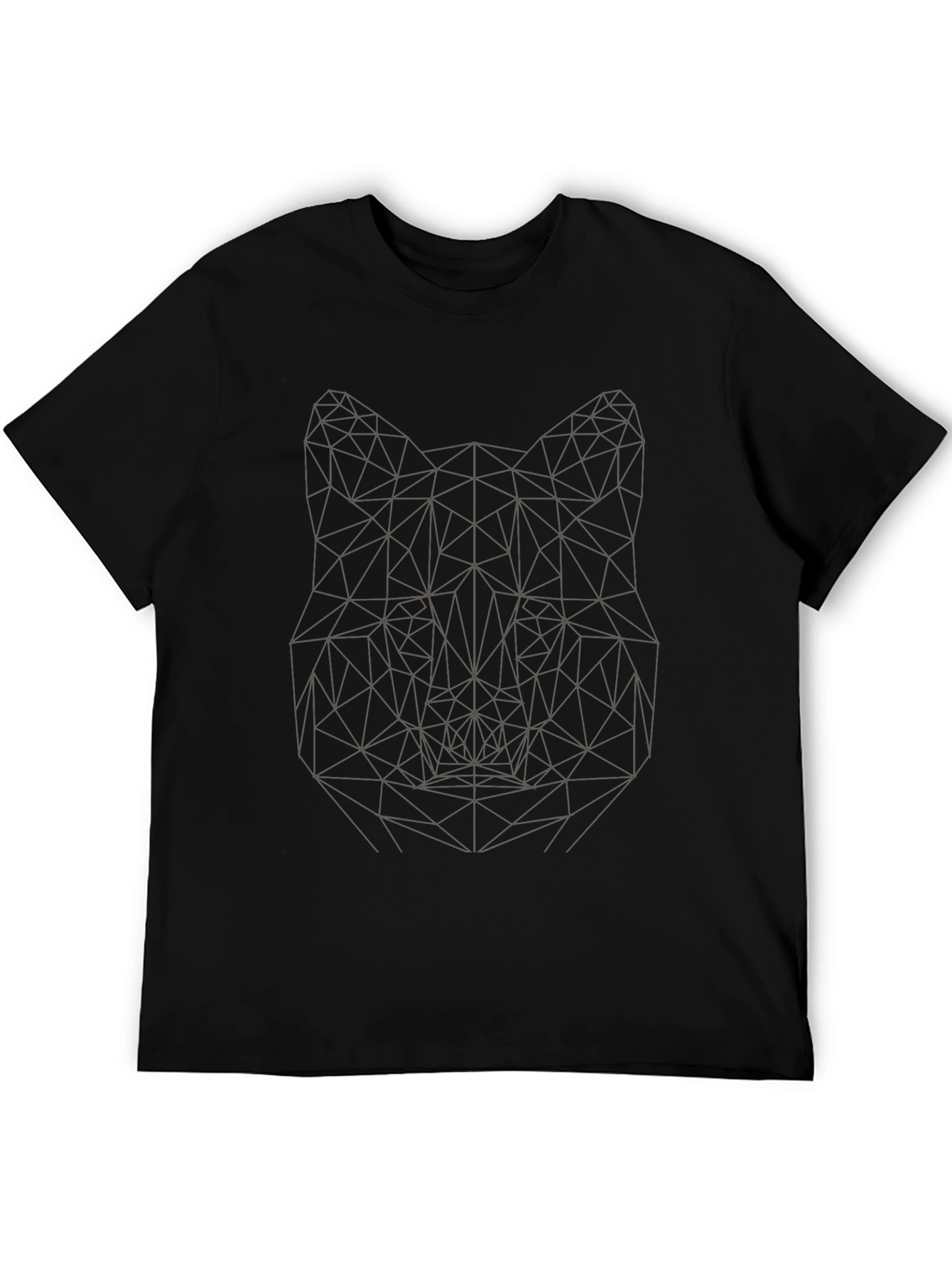 Black Geometric Wolf Graphic Tee - Modern Minimalist Design view 5