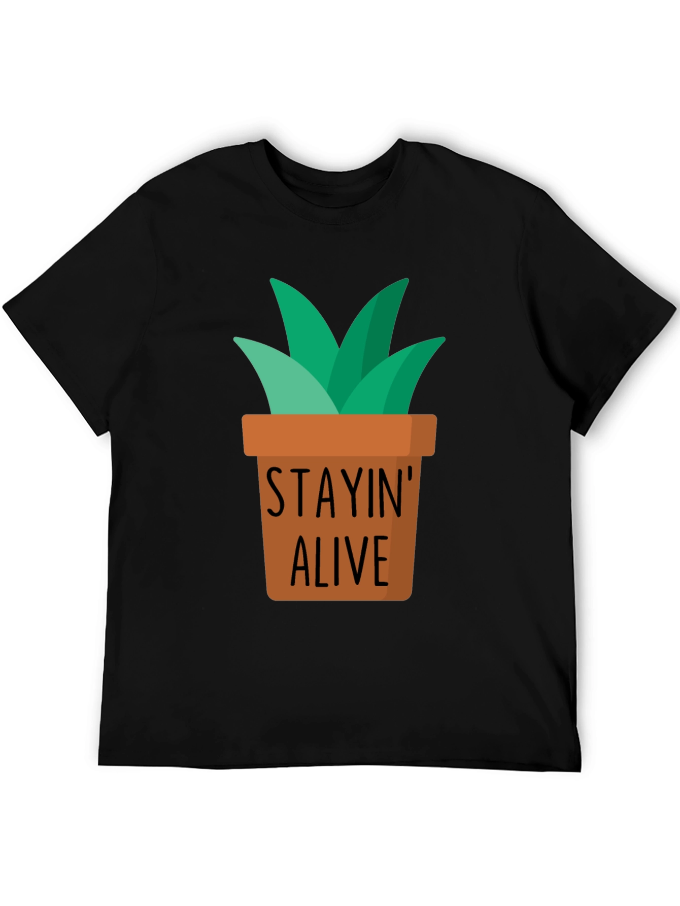 Black Stayin' Alive Plant Graphic T-Shirt view 5