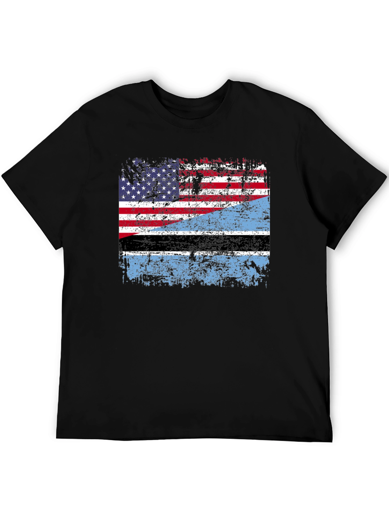 Black USA Botswana Flag Graphic Tee view 5