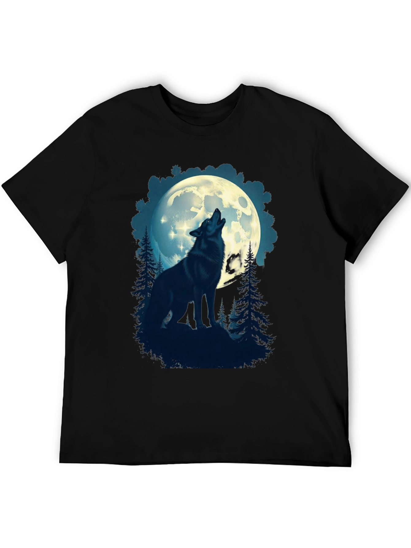 Black Wolf Howling at Moon Graphic T-Shirt view 5