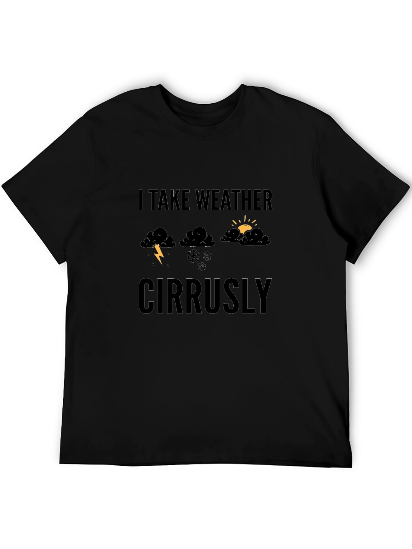 Black Funny Weather Graphic Tee - "I Take Weather Cirrusly" view 5