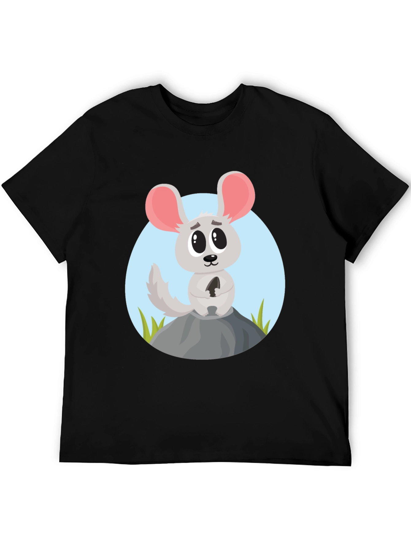 Black Cartoon Mouse Graphic Tee - Cute Animal Design Shirt view 5