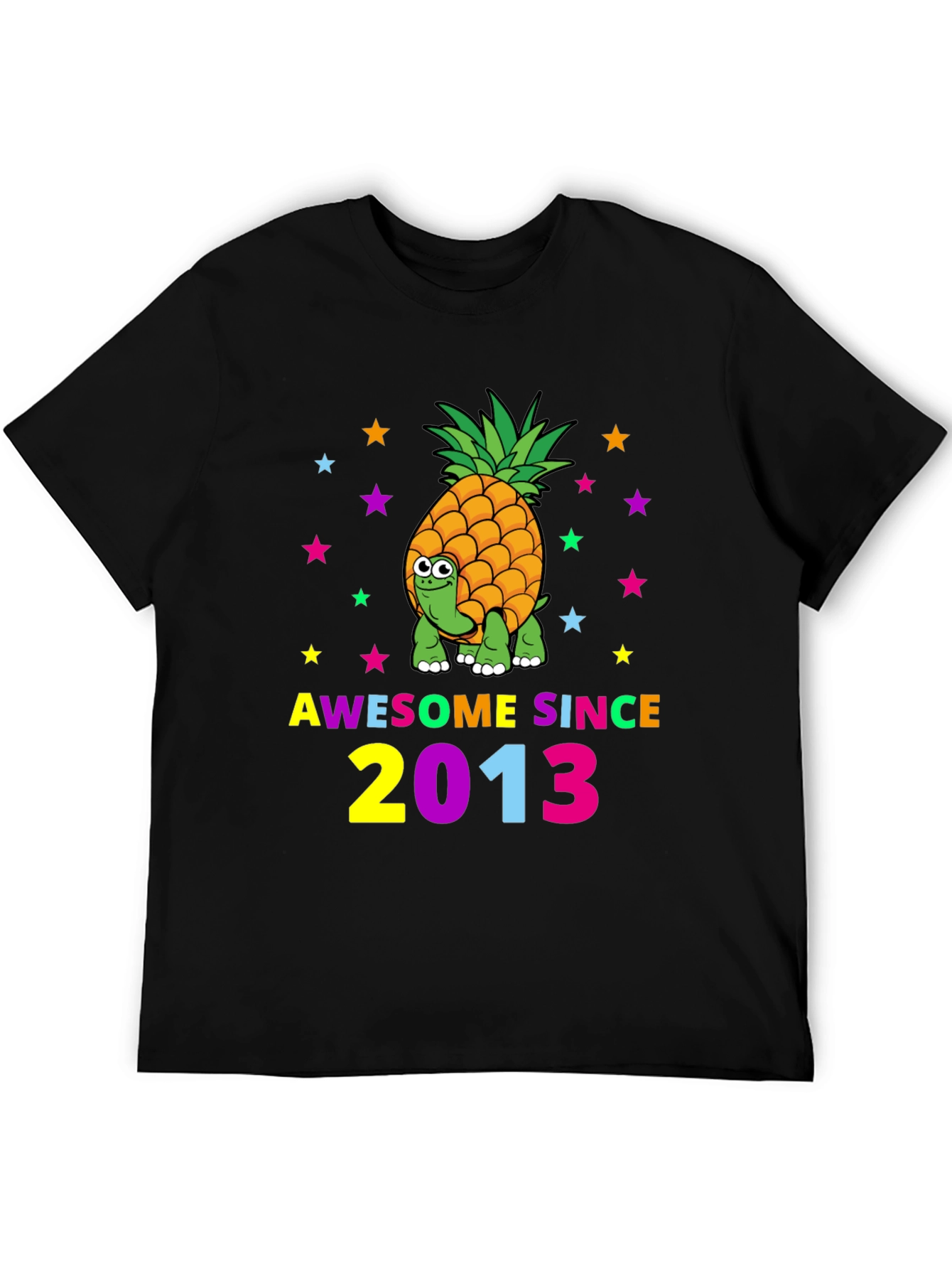 Black Awesome Since 2013 Pineapple Turtle Graphic T-Shirt view 5