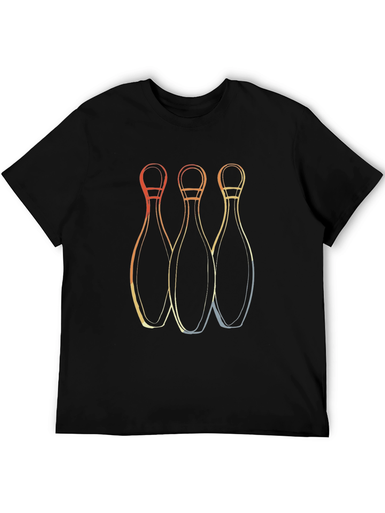 Black Retro Bowling Pins Graphic T-Shirt view 5