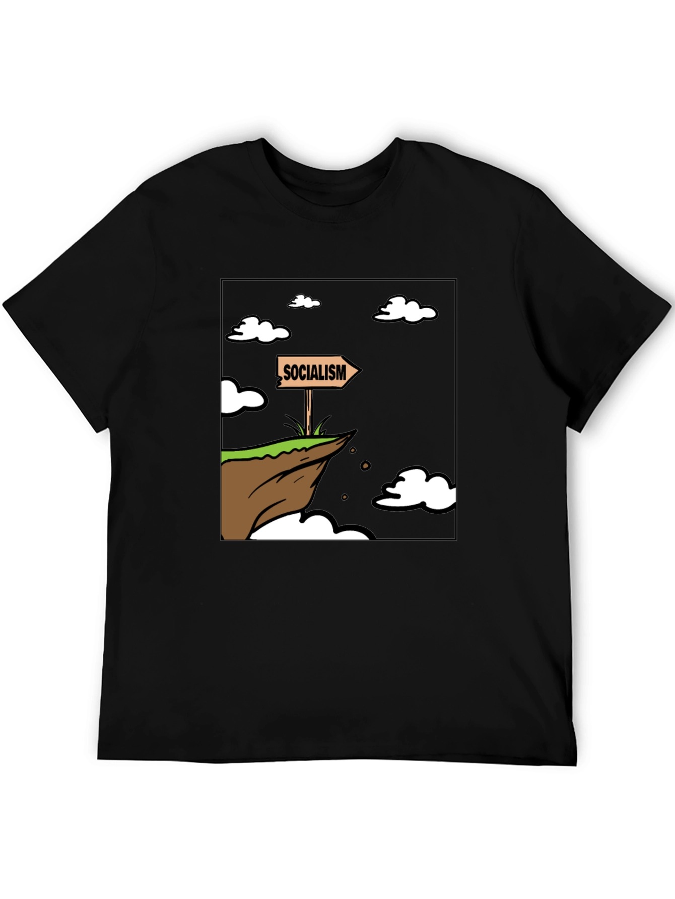 Black Socialism Cliff Edge Humor Graphic Tee view 5