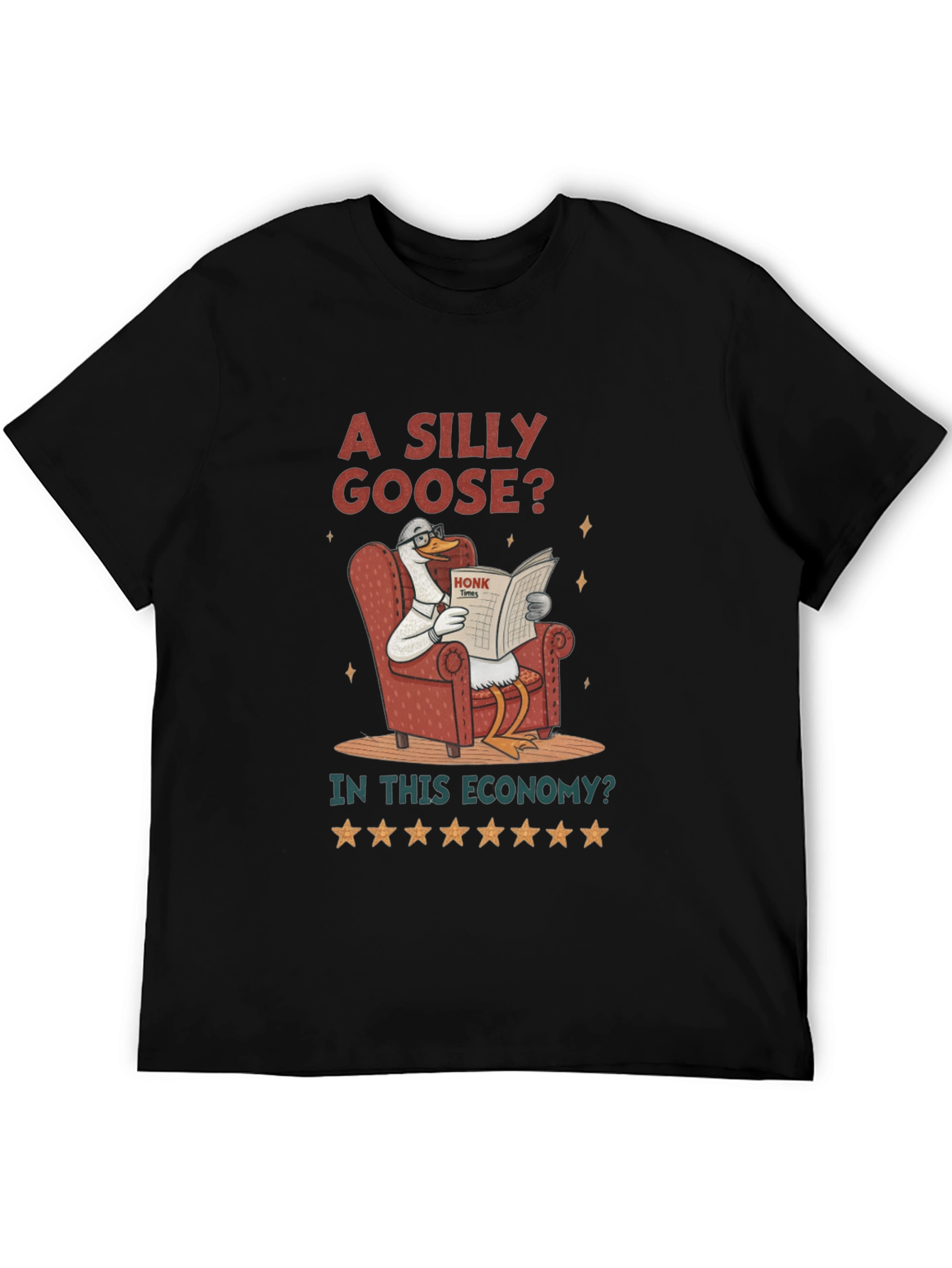 Black Silly Goose Economy T-Shirt - Humorous Graphic Tee view 5
