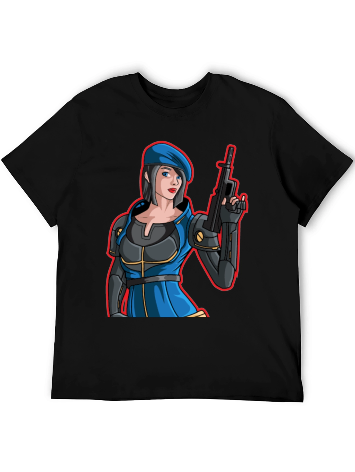 Black Cartoon Soldier Woman T-Shirt view 5