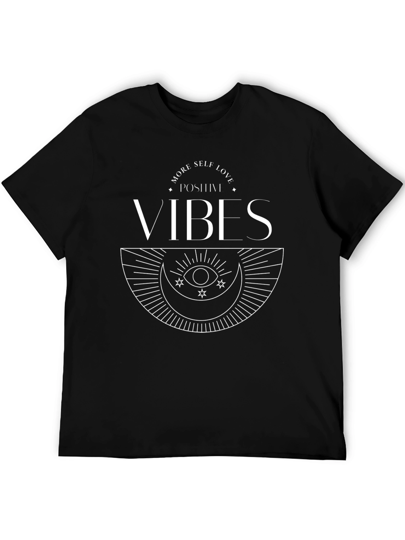 Black Positive Vibes Graphic Tee - Black Unisex T-Shirt view 5