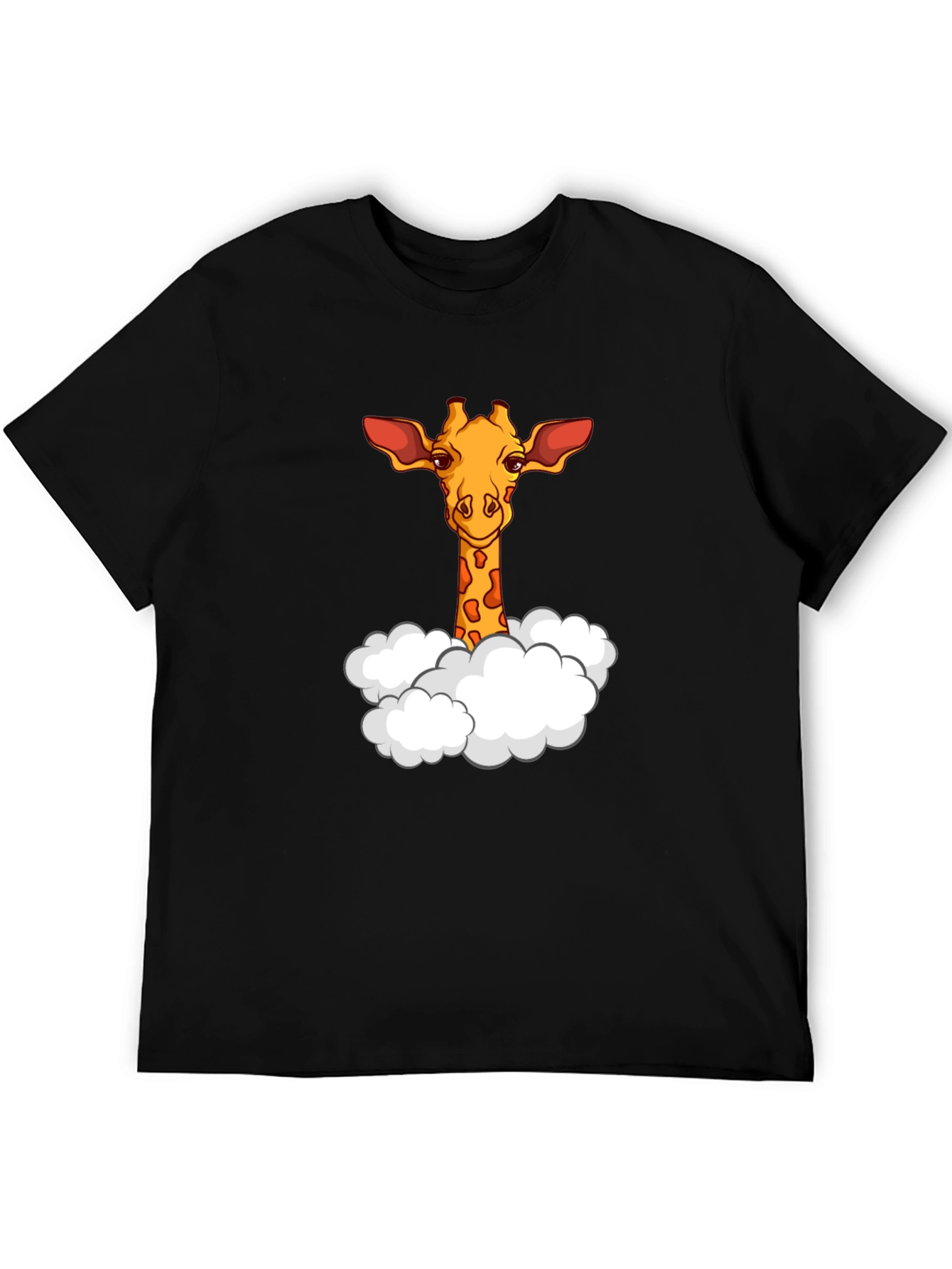 Black Giraffe in Clouds Graphic T-Shirt - Black view 5