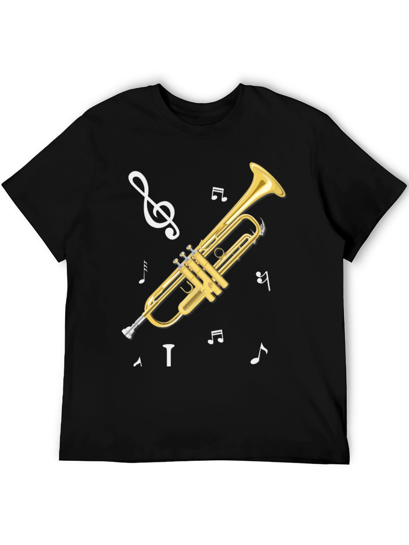 Black Trumpet Musical Notes Graphic T-Shirt view 5