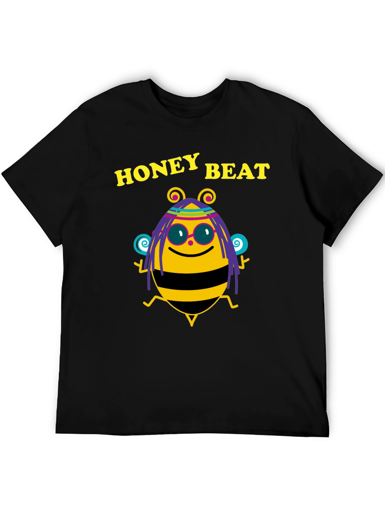 Black Honey Beat Bee Graphic Black T-Shirt view 5