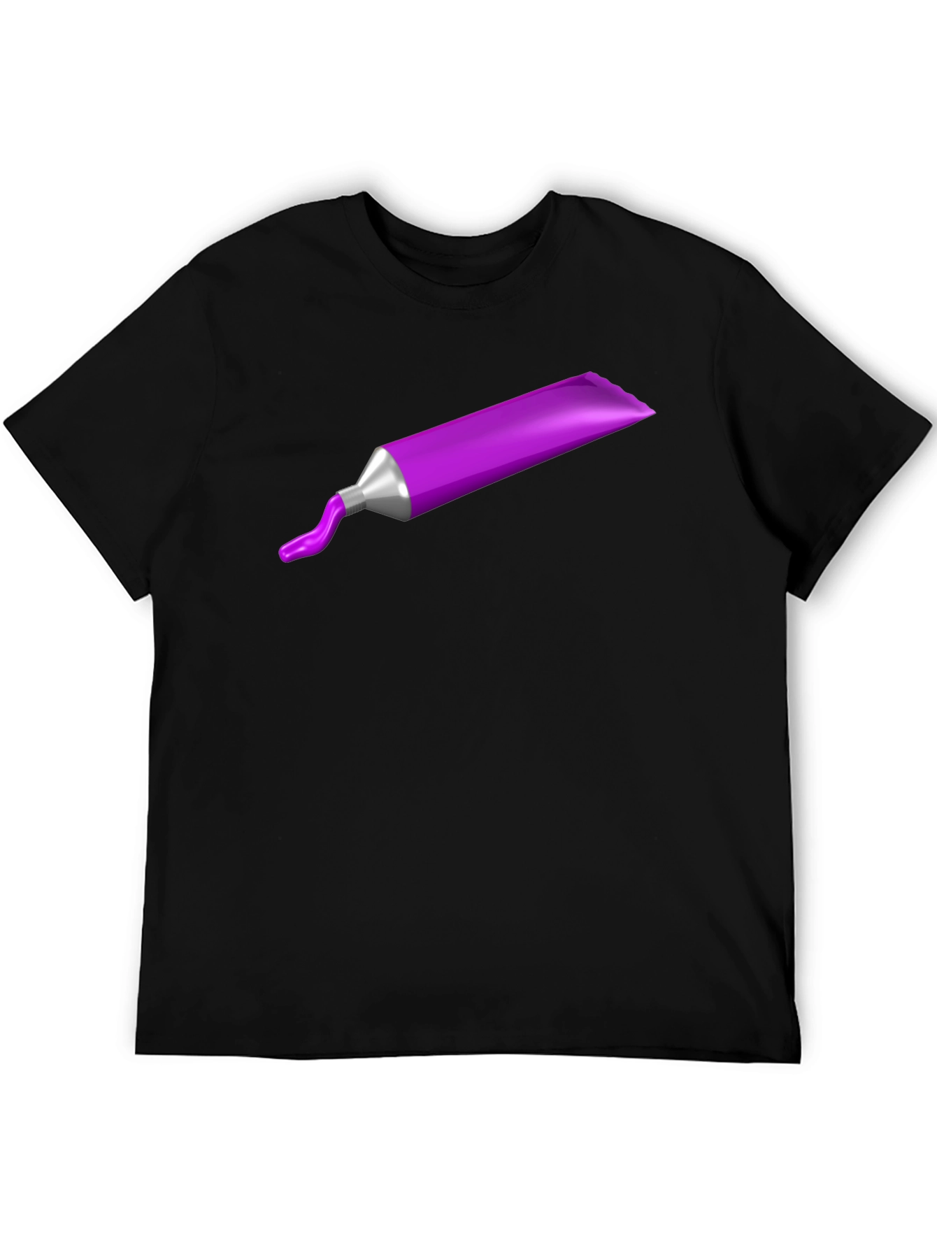 Black Purple Paint Tube Graphic Tee - Artistic Casual Wear view 5