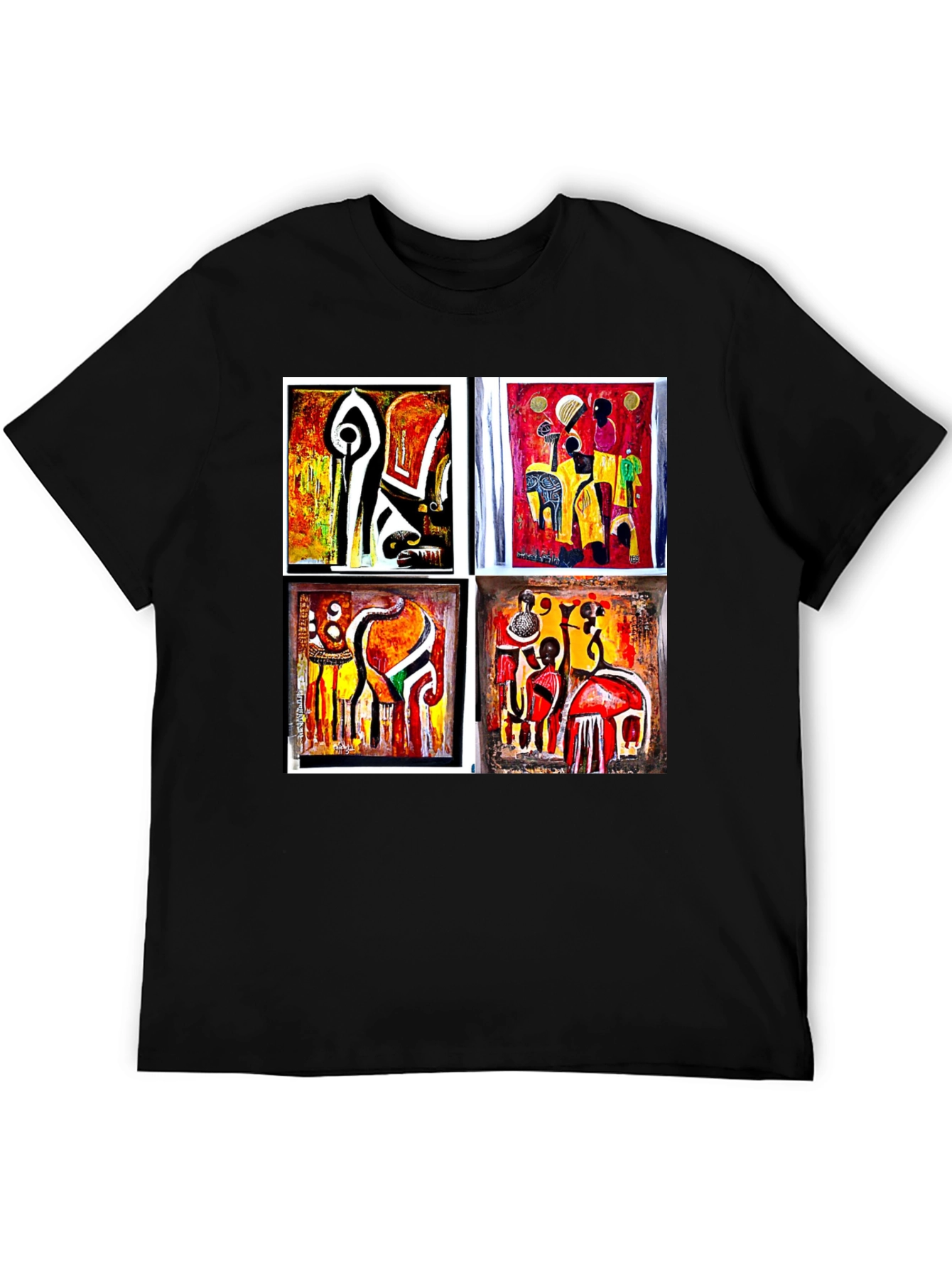 Black Abstract Art Collage Black Tee view 5