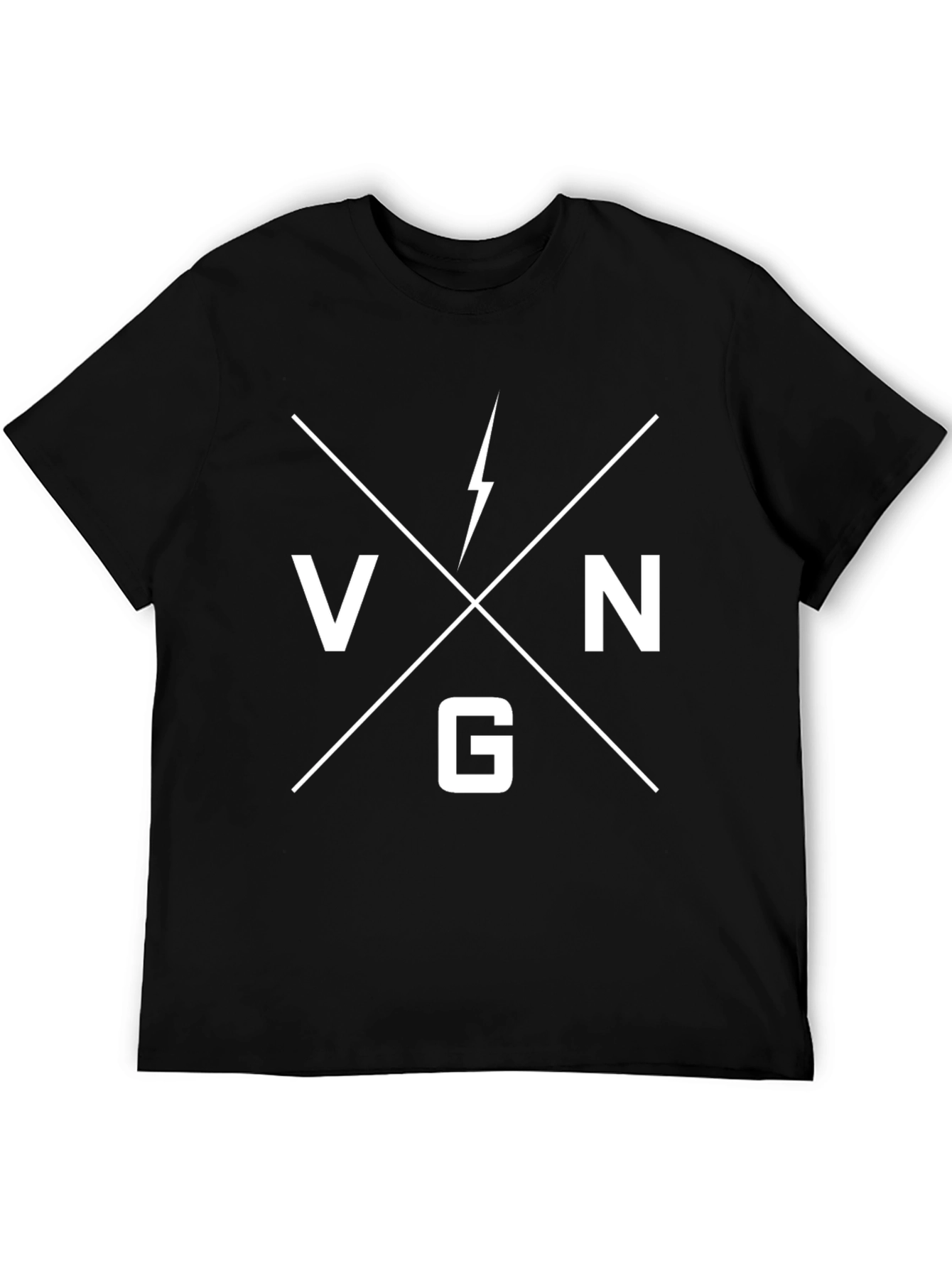 Black VNG Lightning Bolt Graphic Black T-Shirt view 5