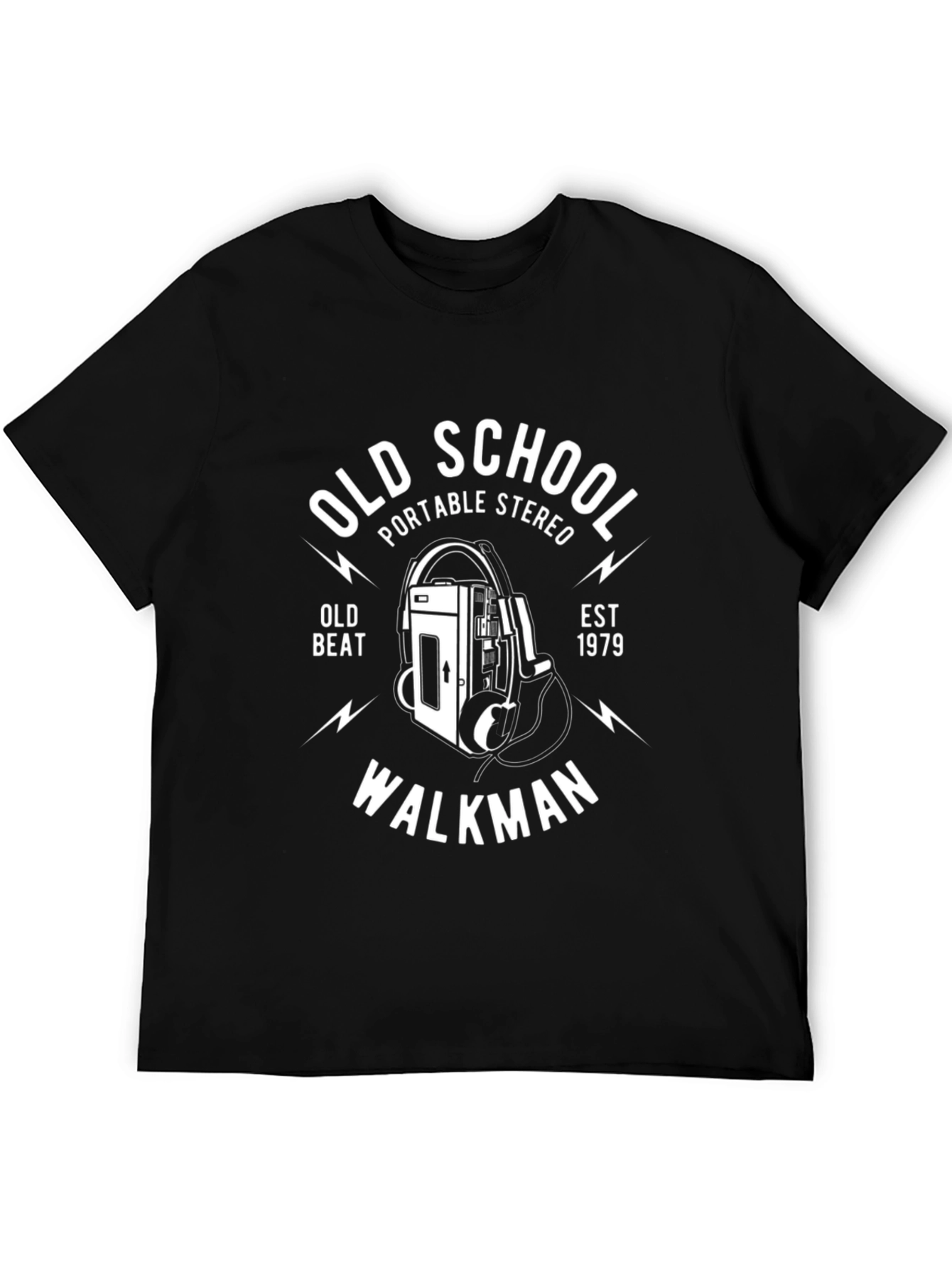 Black Old School Walkman Graphic T-Shirt - Retro Style view 5