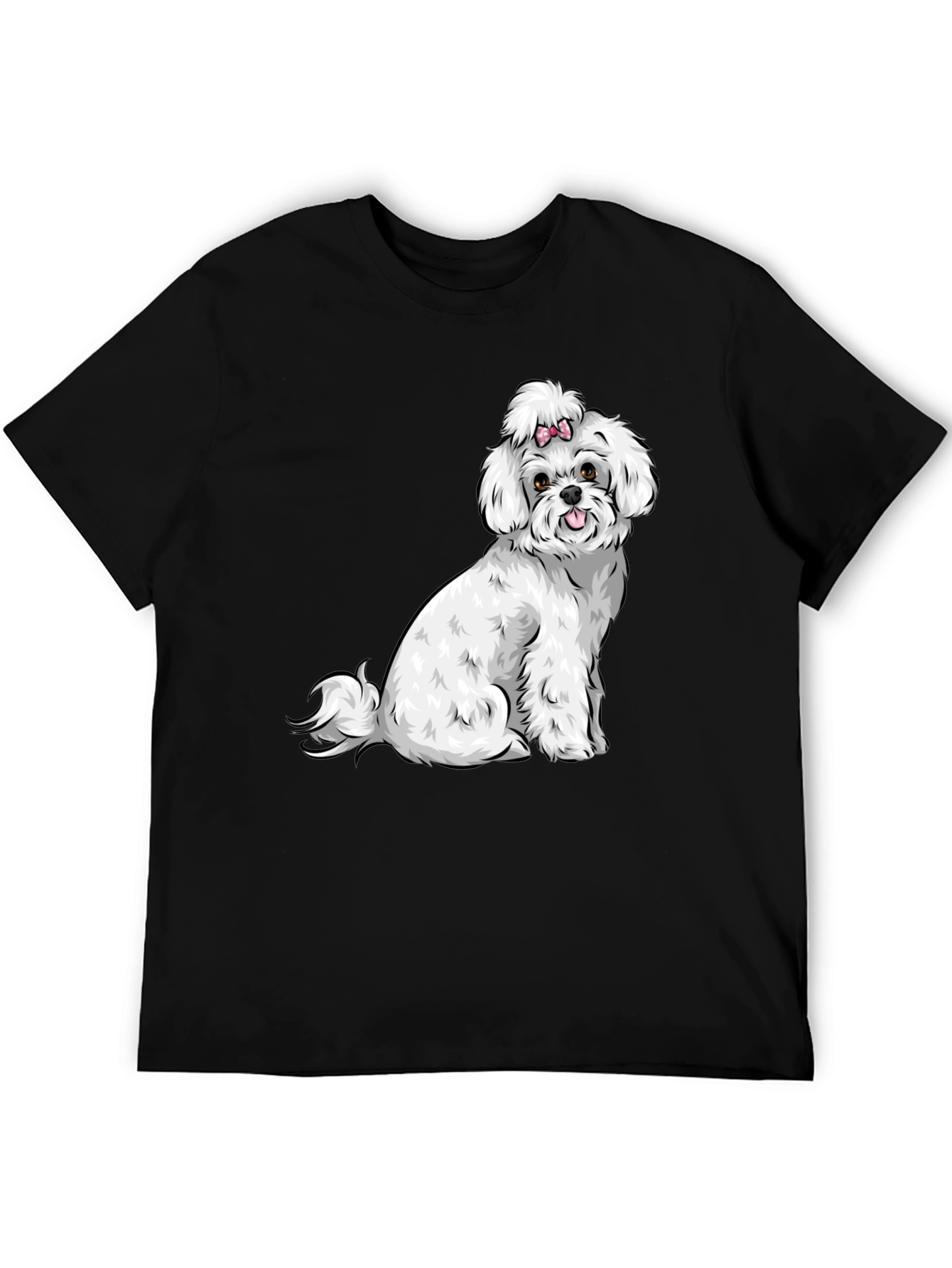 Black Cute Dog Graphic Tee - Black Cotton T-Shirt view 5