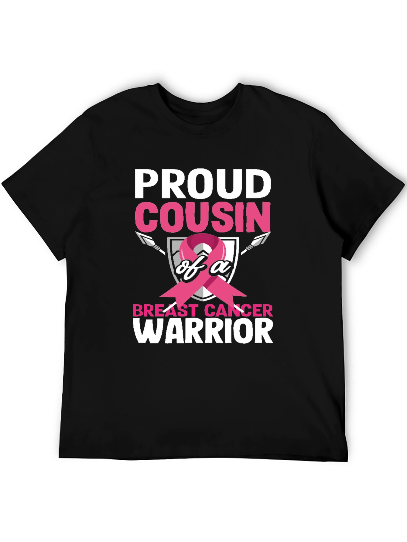 Black Proud Cousin Breast Cancer Warrior T-Shirt view 5