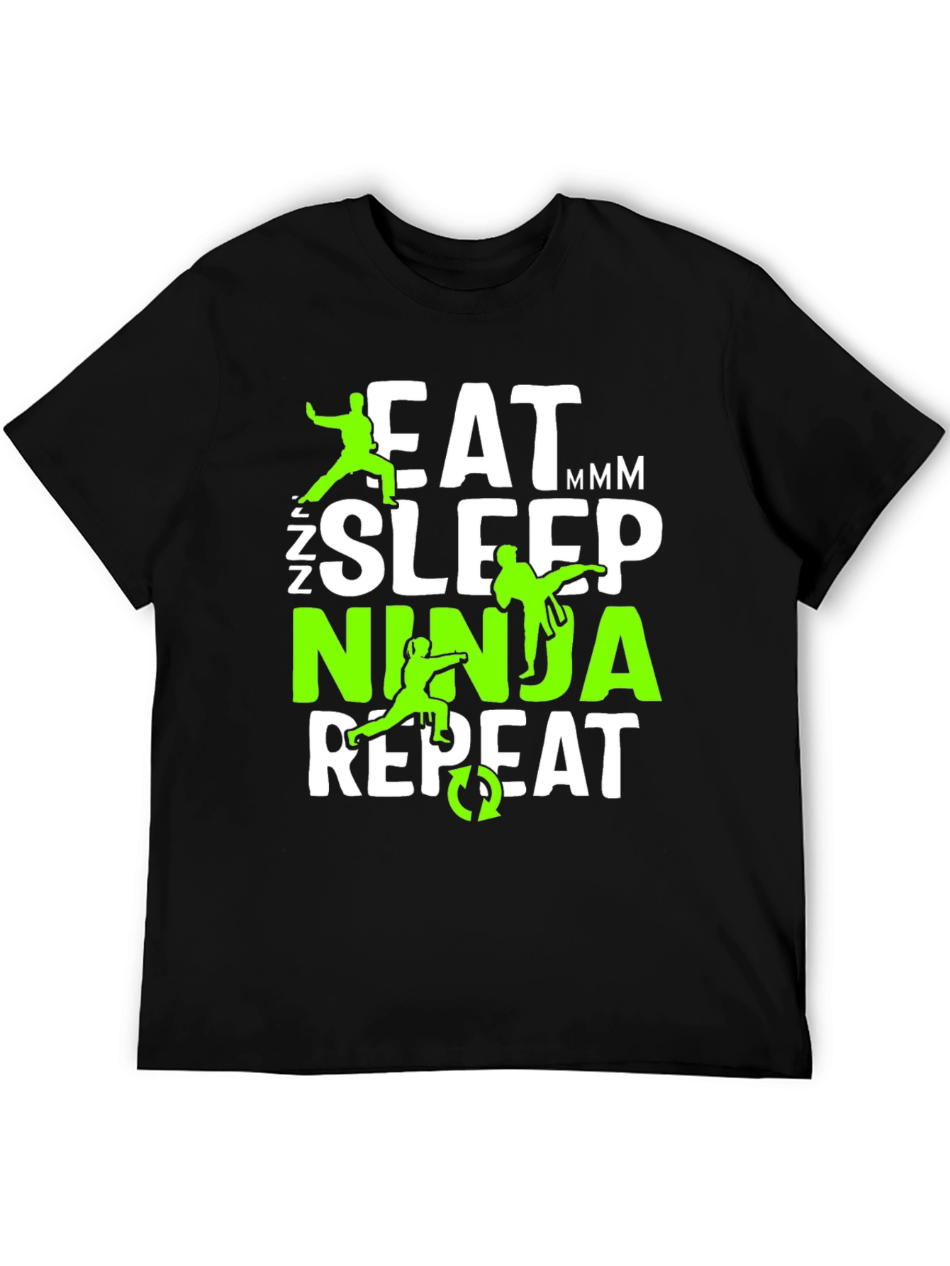 Black Eat Sleep Ninja Repeat Graphic Tee view 5