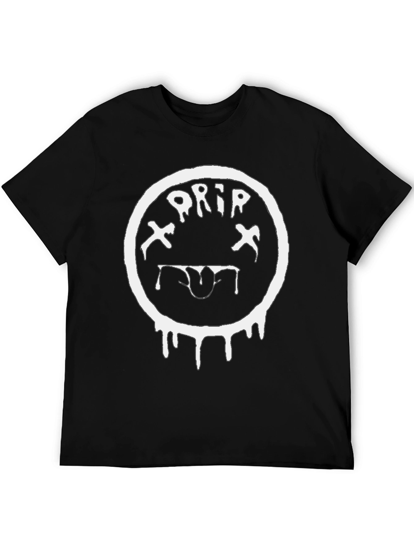 Black Drip Smiley Face Black T-Shirt - Unique Graphic Tee view 5