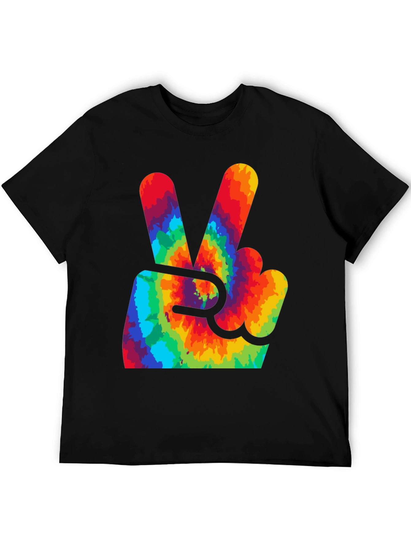 Black Peace Sign Tie-Dye Graphic Tee view 5