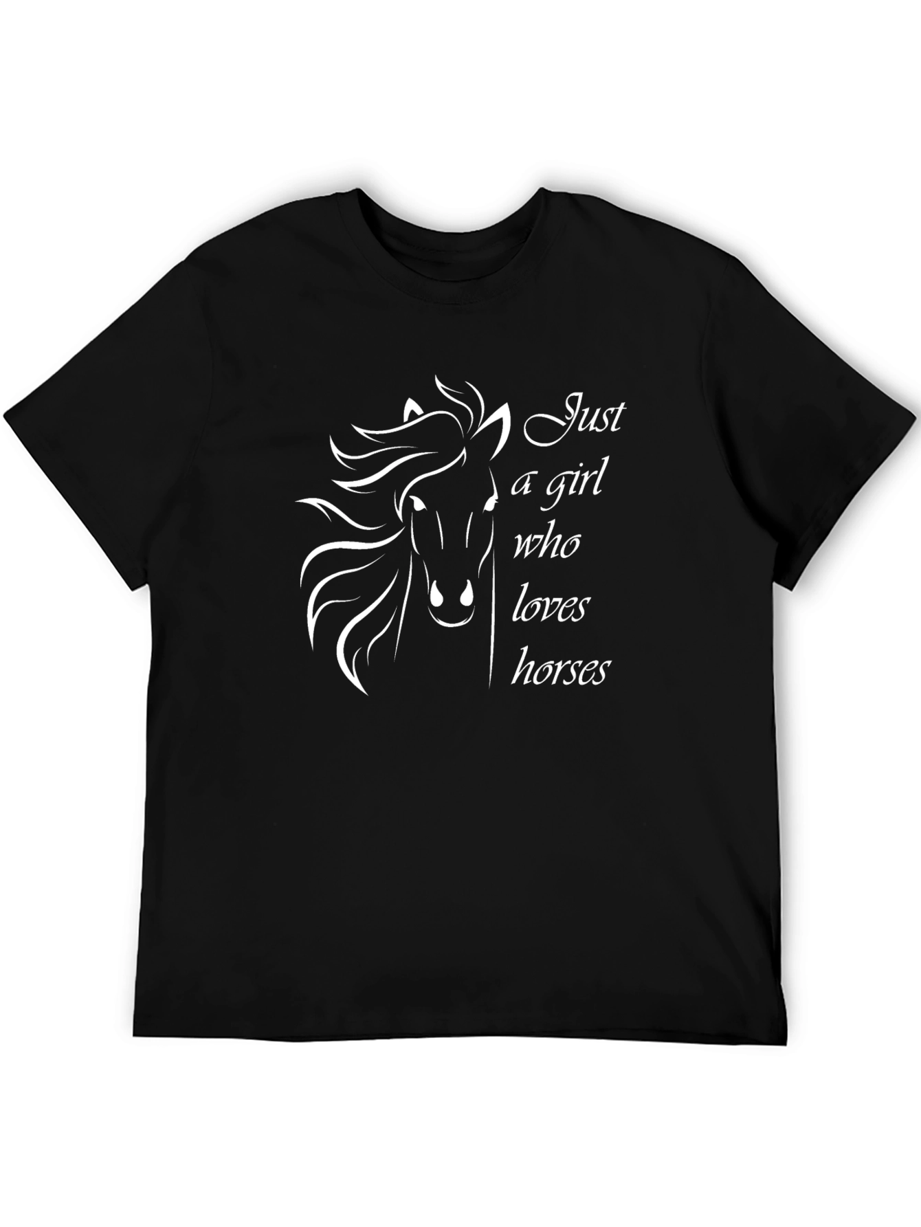 Black Just a Girl Who Loves Horses Graphic Tee view 5