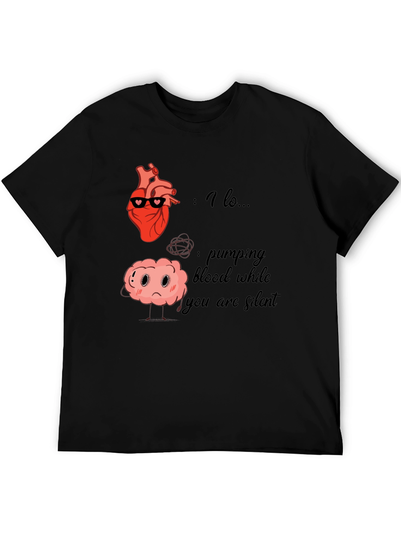 Black Heart and Brain T-Shirt - Funny Anatomy Graphic Tee view 5
