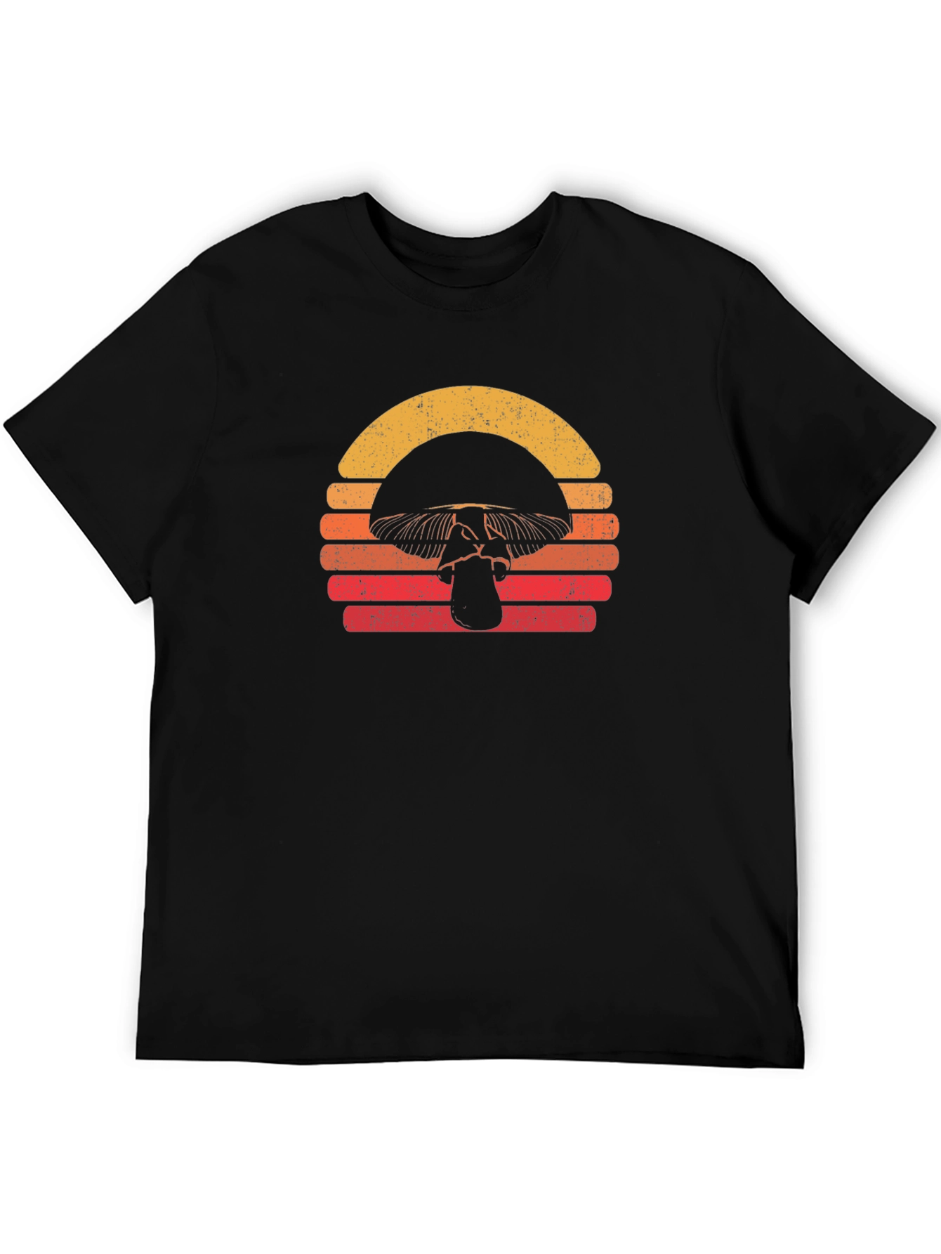 Black Retro Mushroom Sunset Graphic Tee - Black view 5